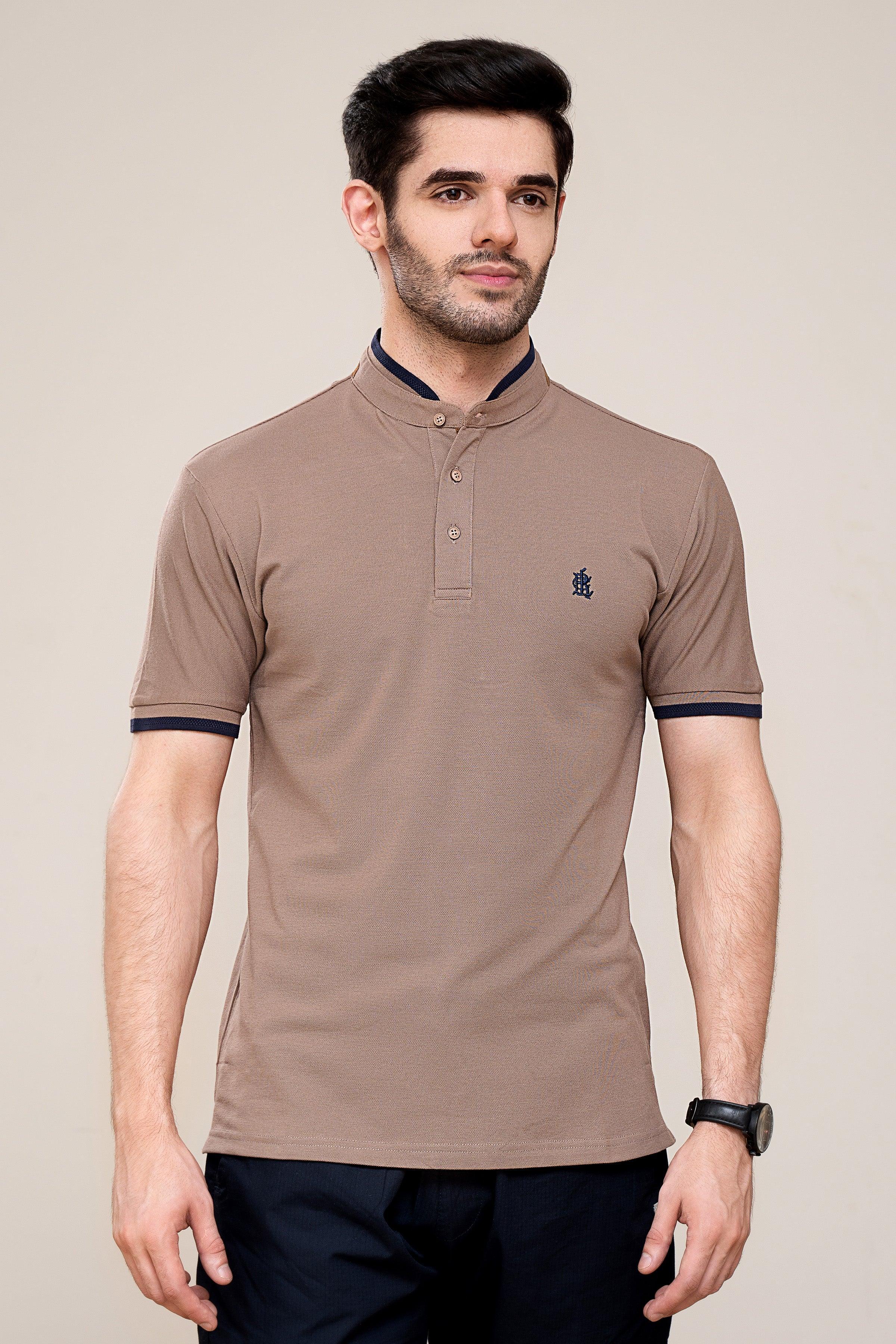 POLO SHIRT LIGHT BROWN at Charcoal Clothing