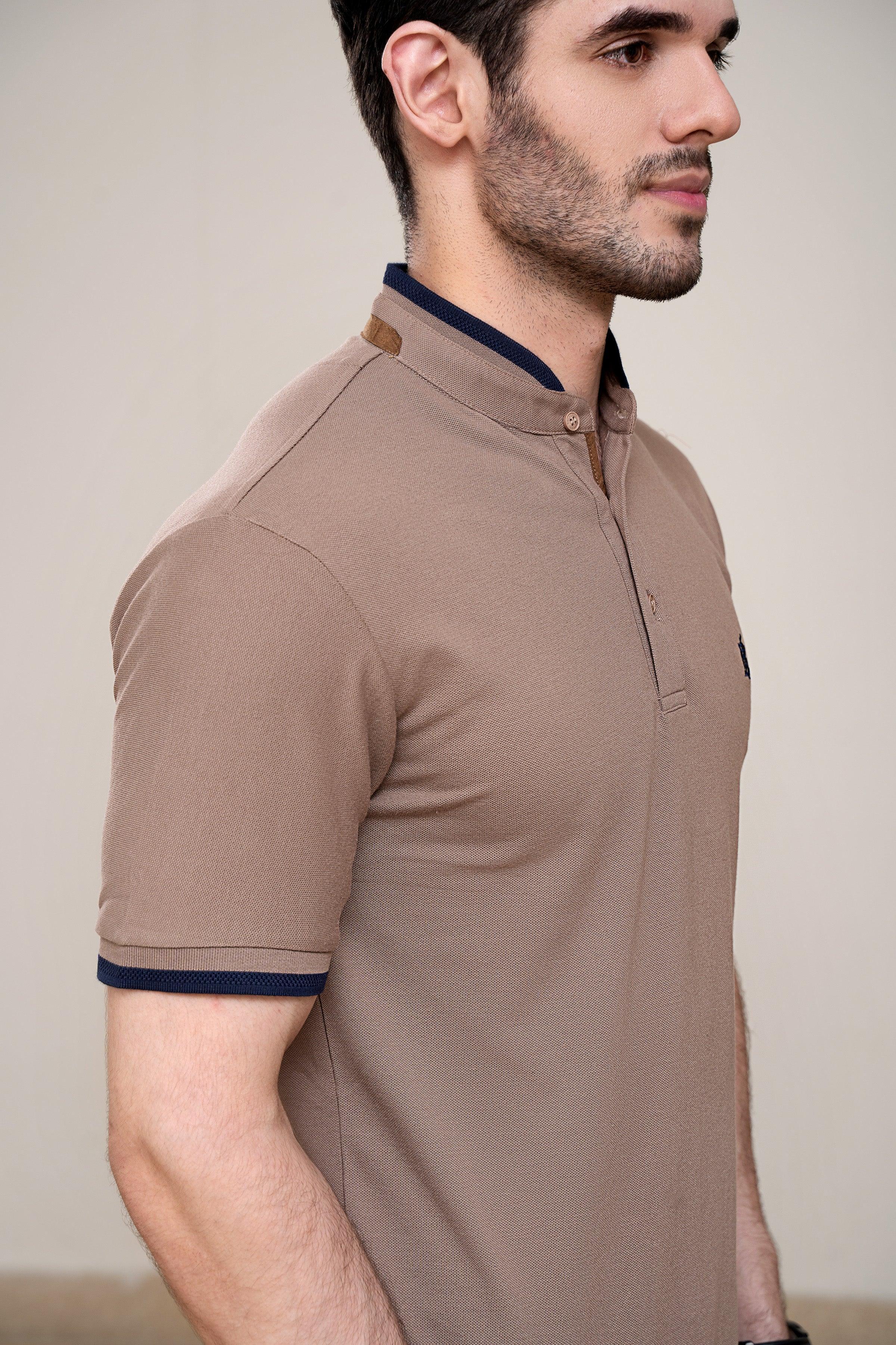 POLO SHIRT LIGHT BROWN at Charcoal Clothing