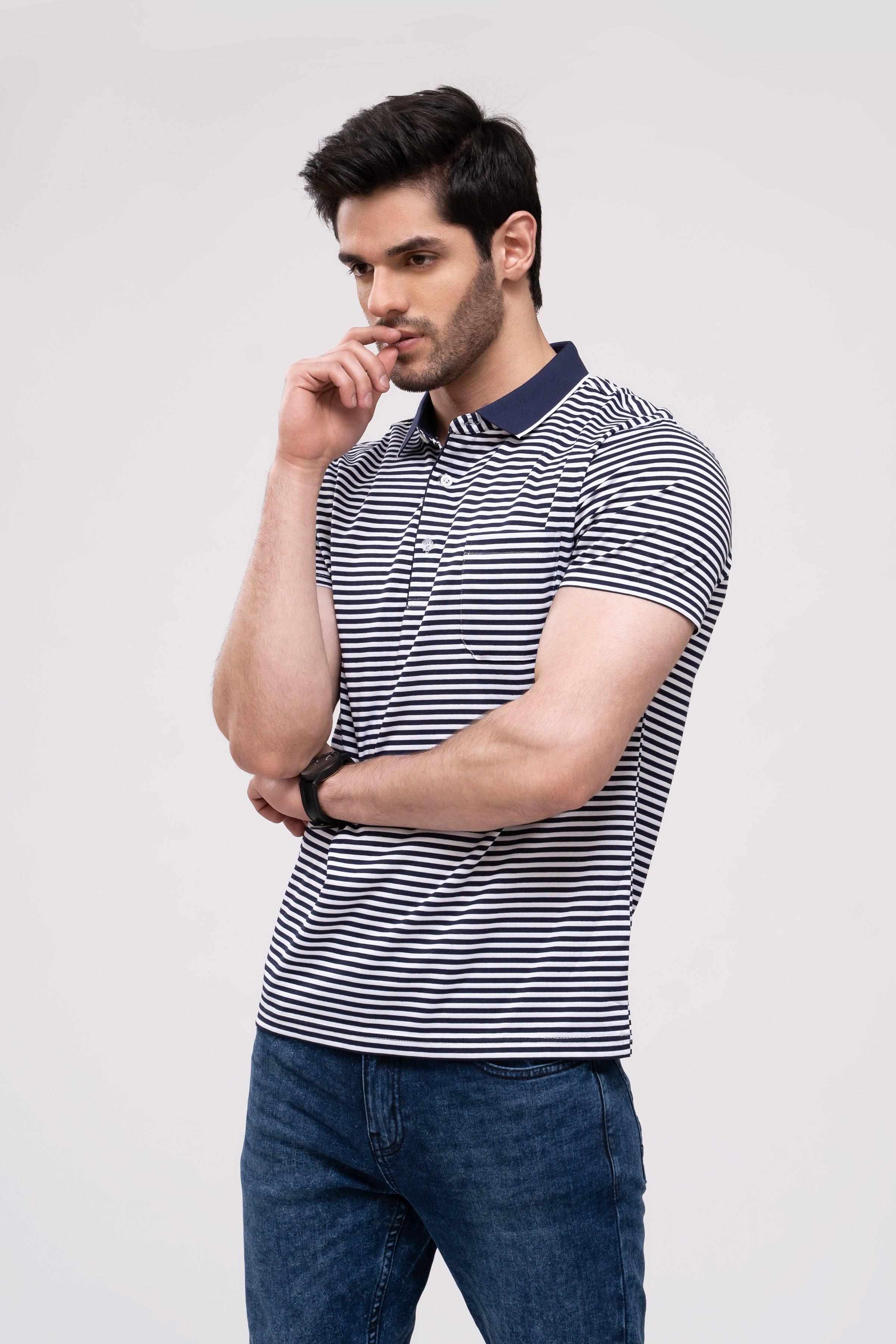 POLO SHIRT NAVY WHITE at Charcoal Clothing