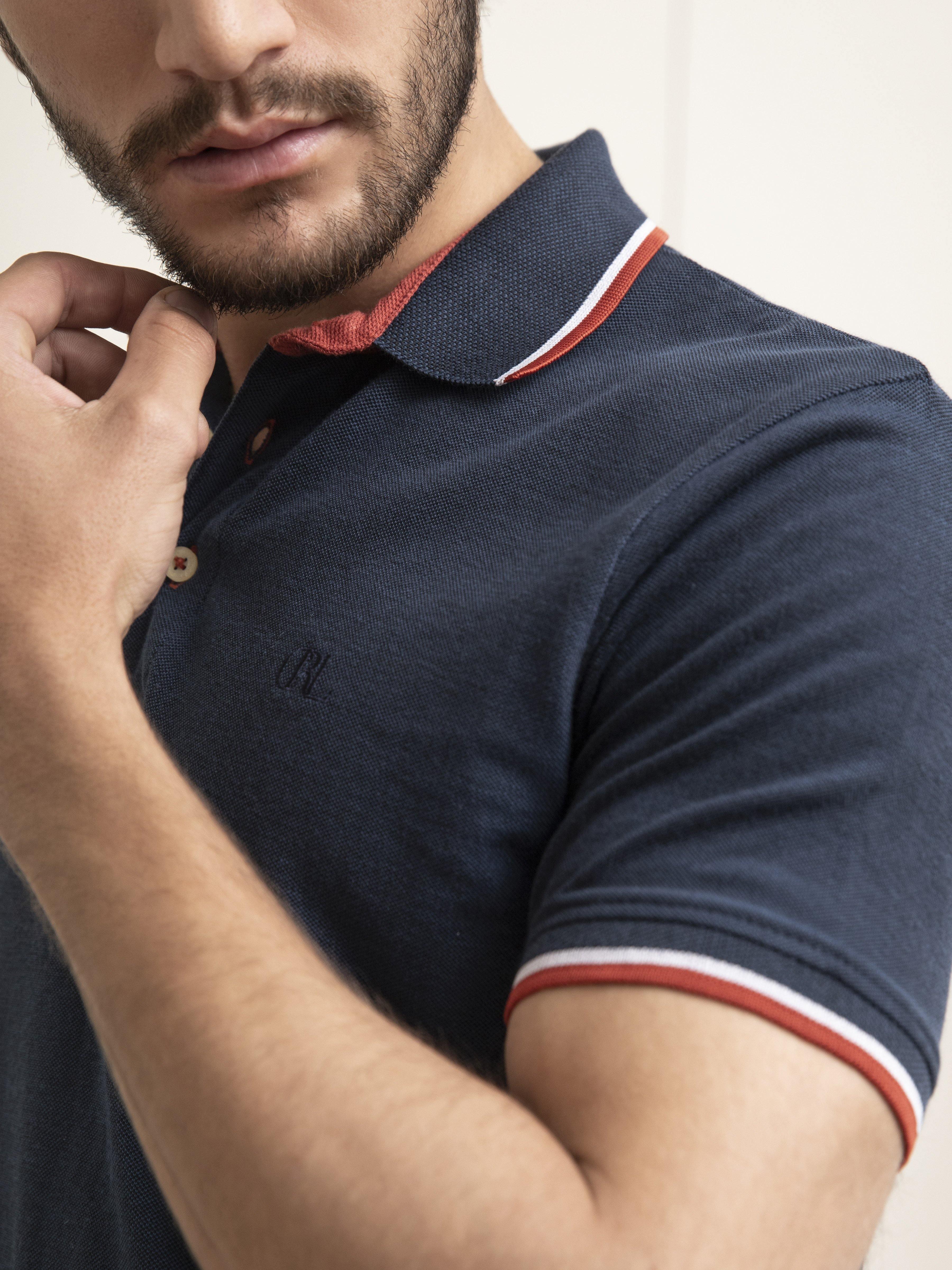 POLO SHIRT TIPPING BLUE at Charcoal Clothing