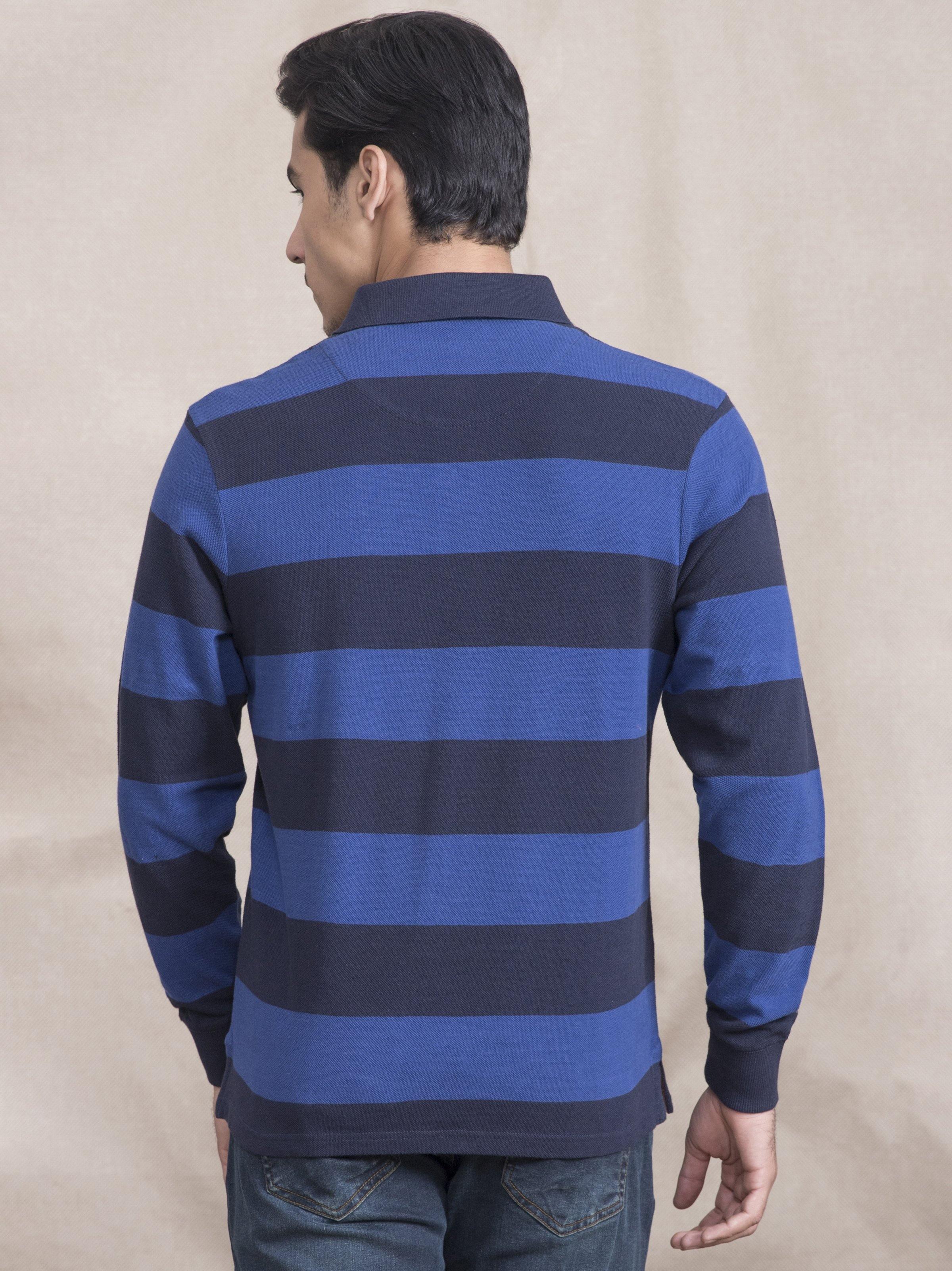 POLO SHIRT YARN/D FULL SLEEVE NAVY BLUE at Charcoal Clothing