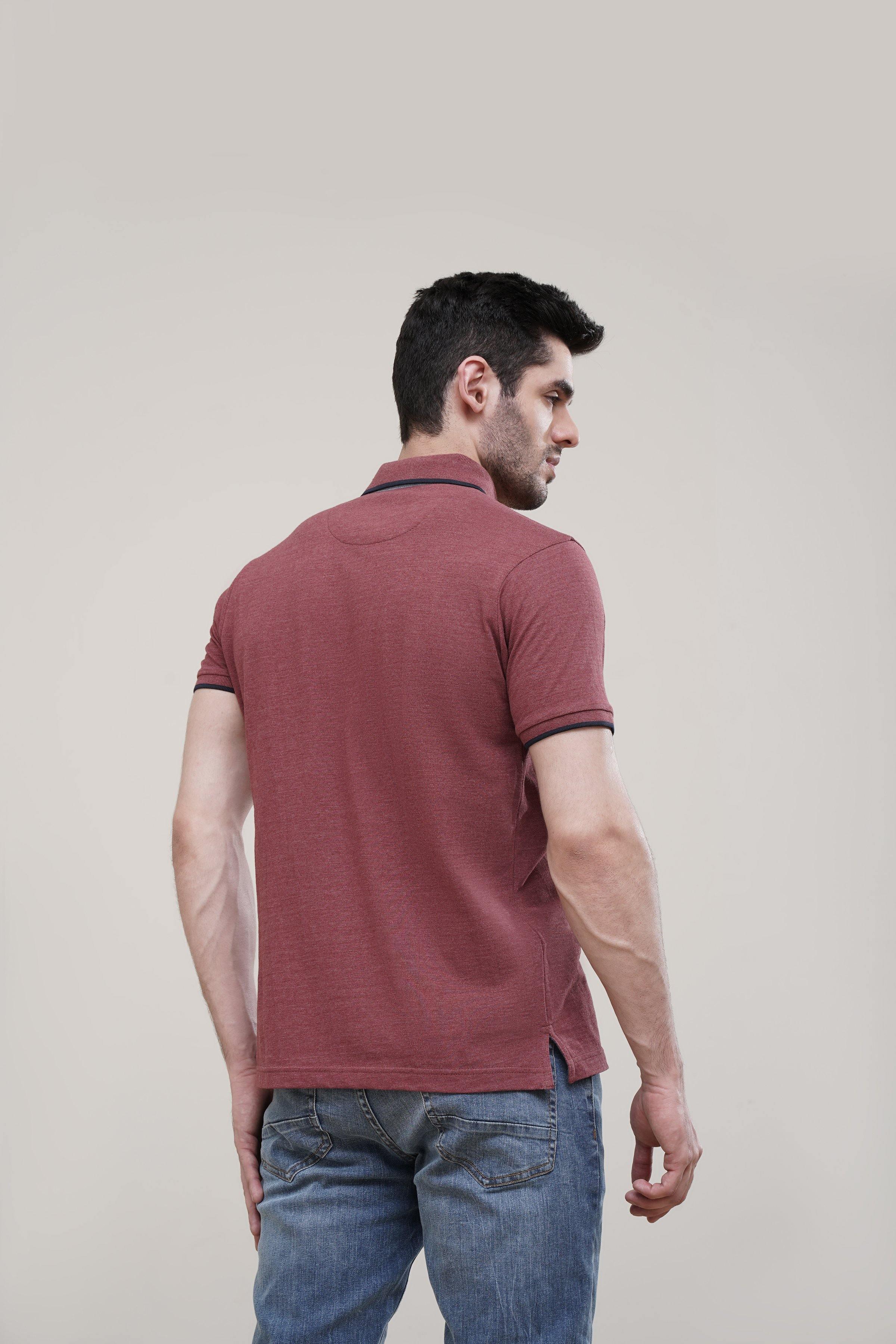 POLO TIPPING COLLAR MAROON at Charcoal Clothing