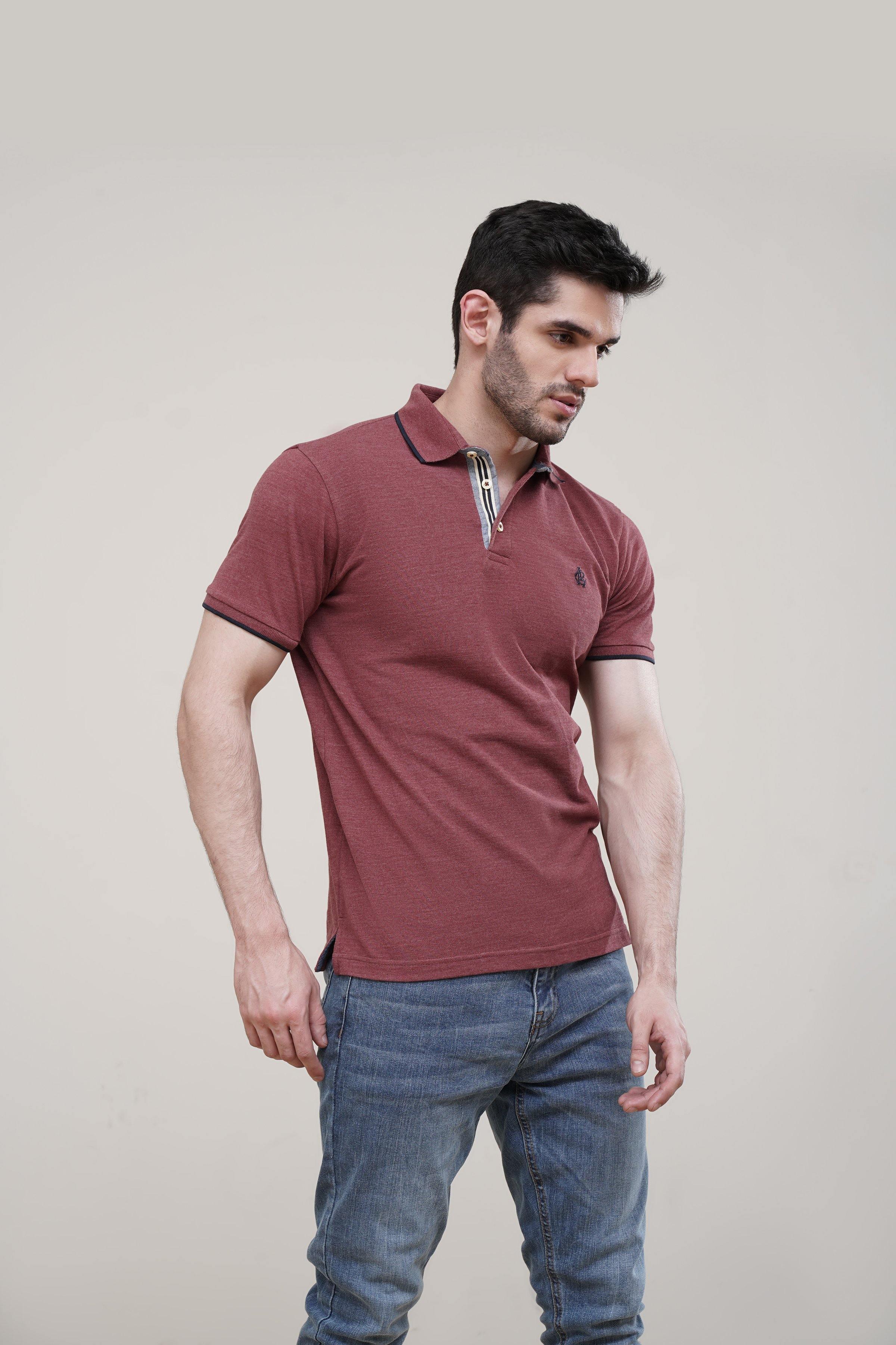POLO TIPPING COLLAR MAROON at Charcoal Clothing