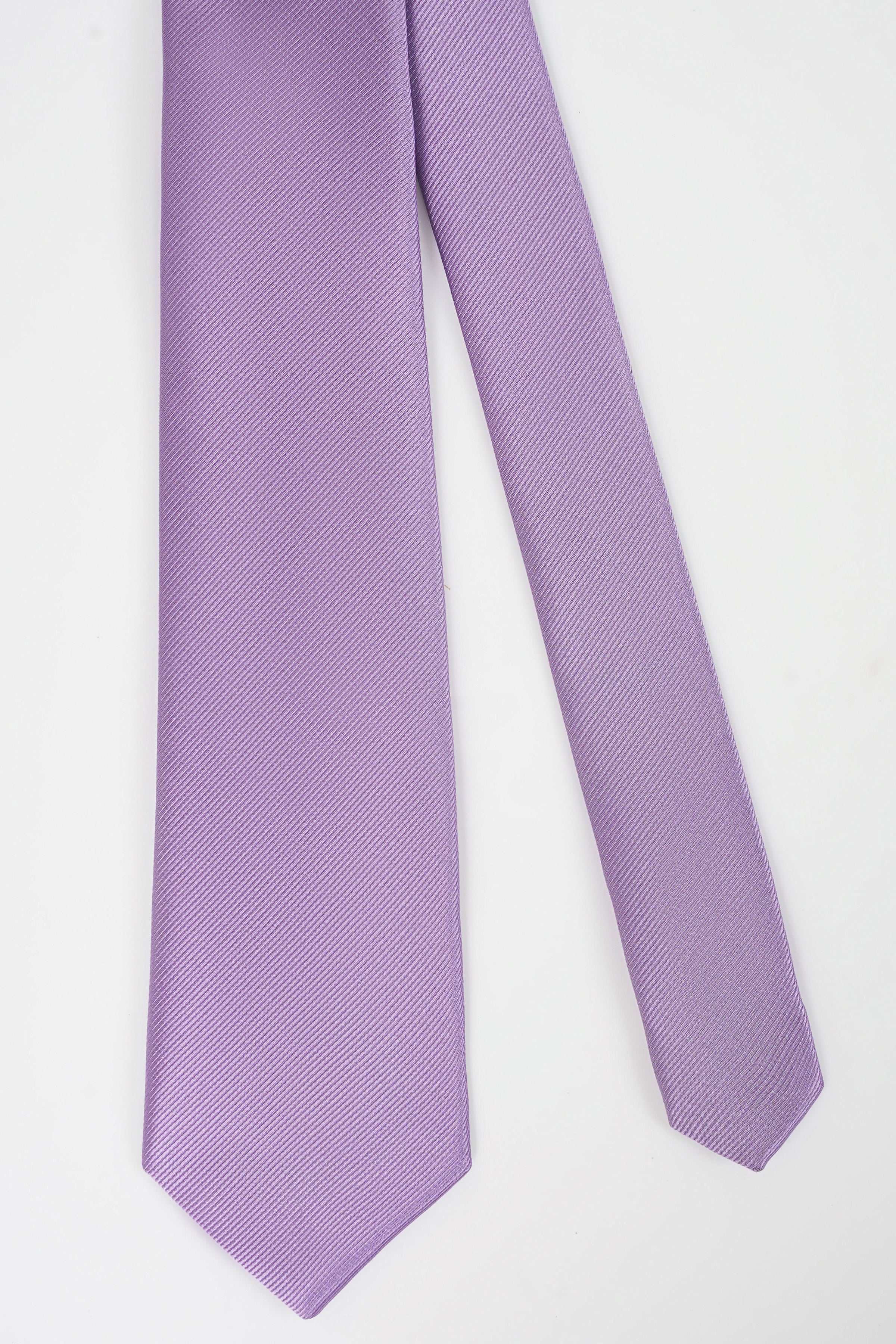 Poly silk tie in light purple with straight blade and smooth textured weave