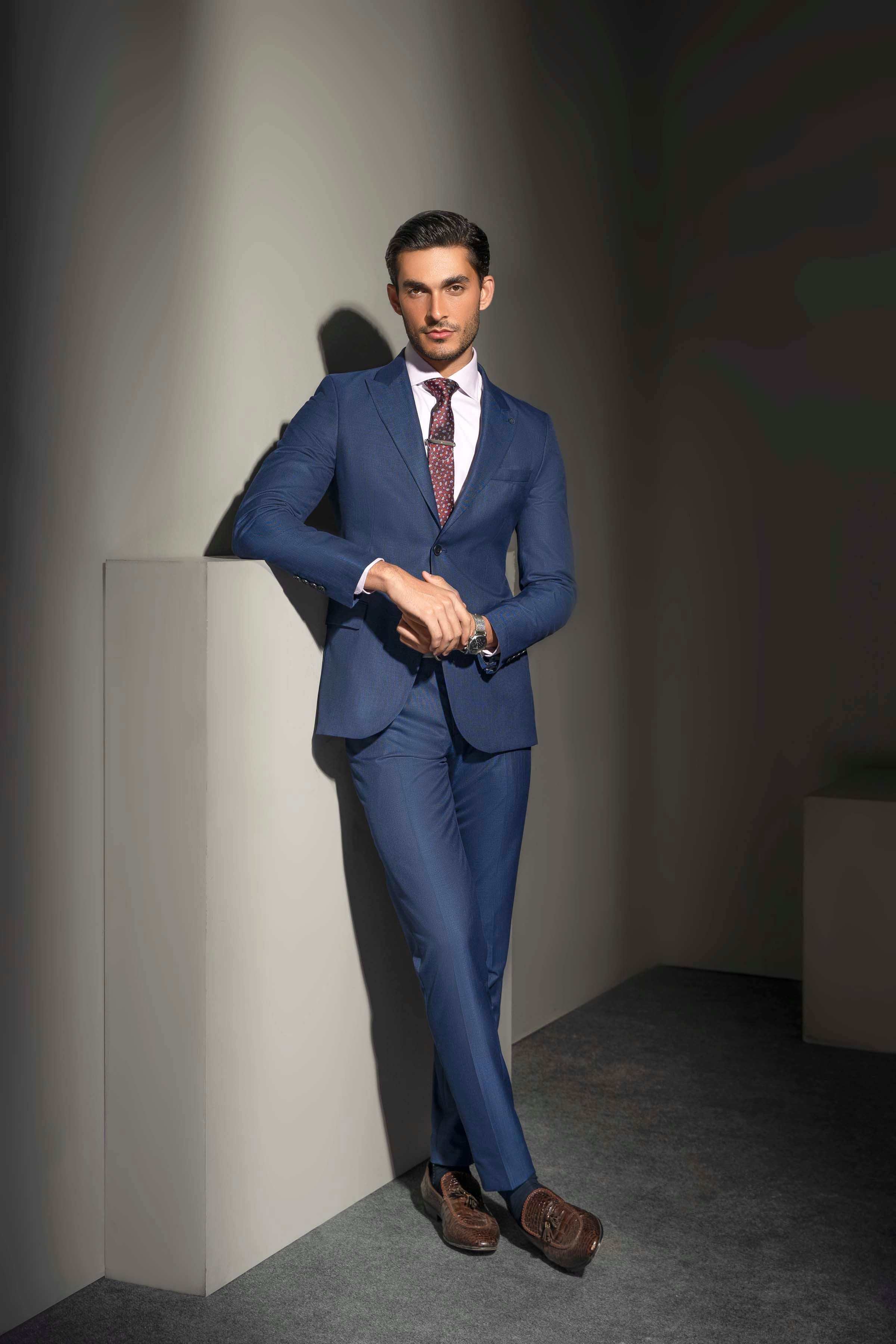 Formal Piece Coat Pant Shop PREMIUM PIECE SUIT BLUE SELF For Men