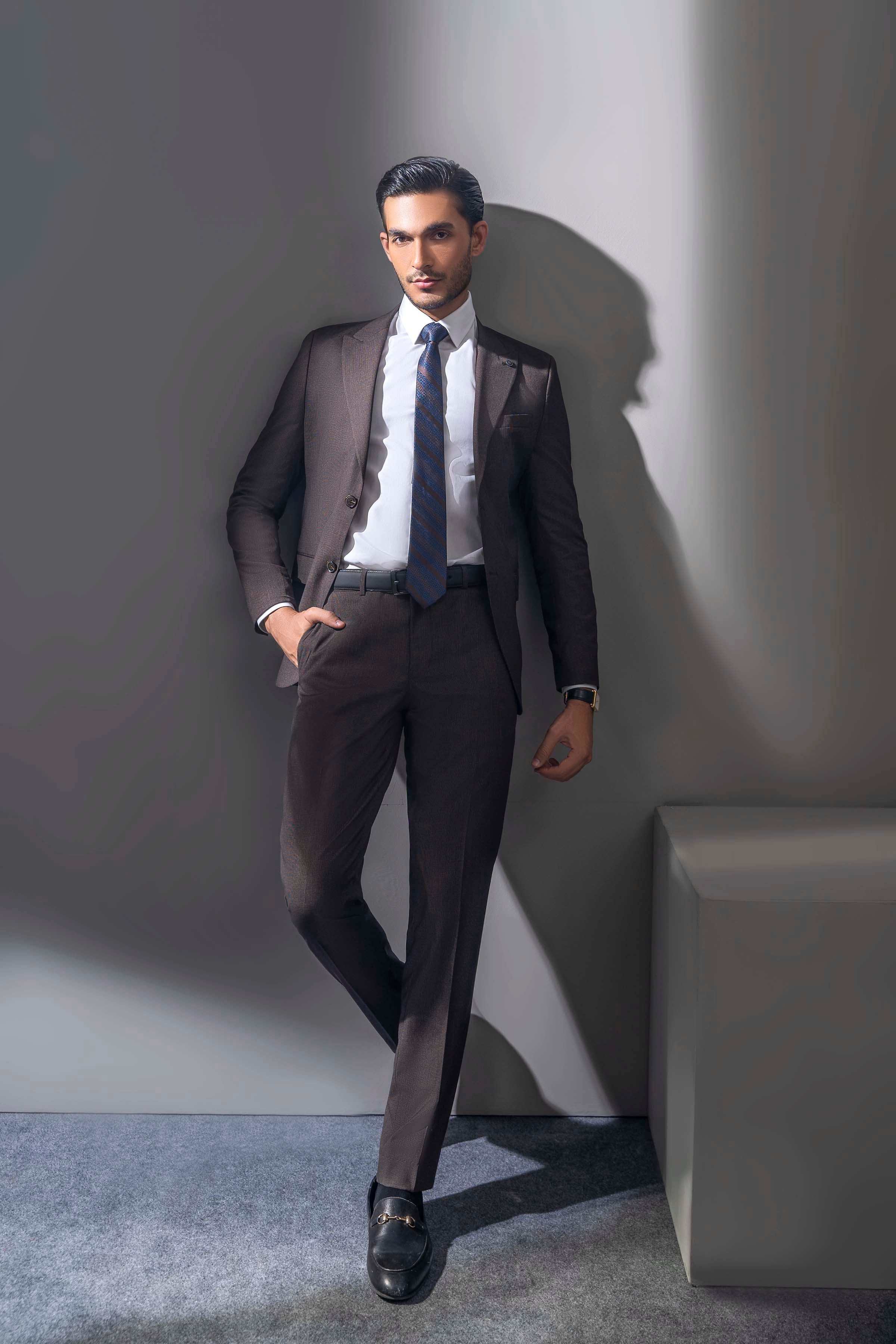 PREMIUM 2 PIECE SUIT BROWN at Charcoal Clothing