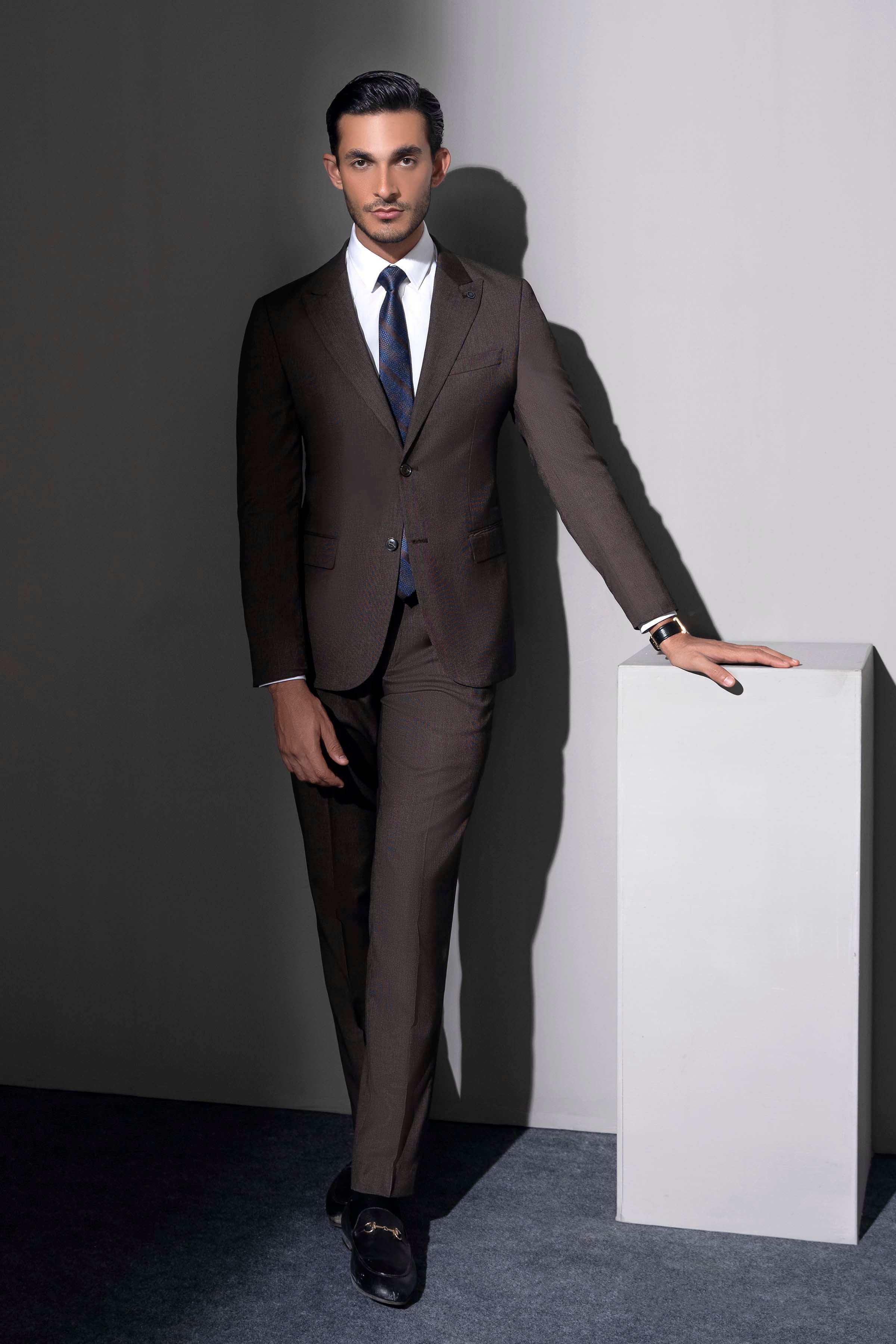 PREMIUM 2 PIECE SUIT BROWN at Charcoal Clothing