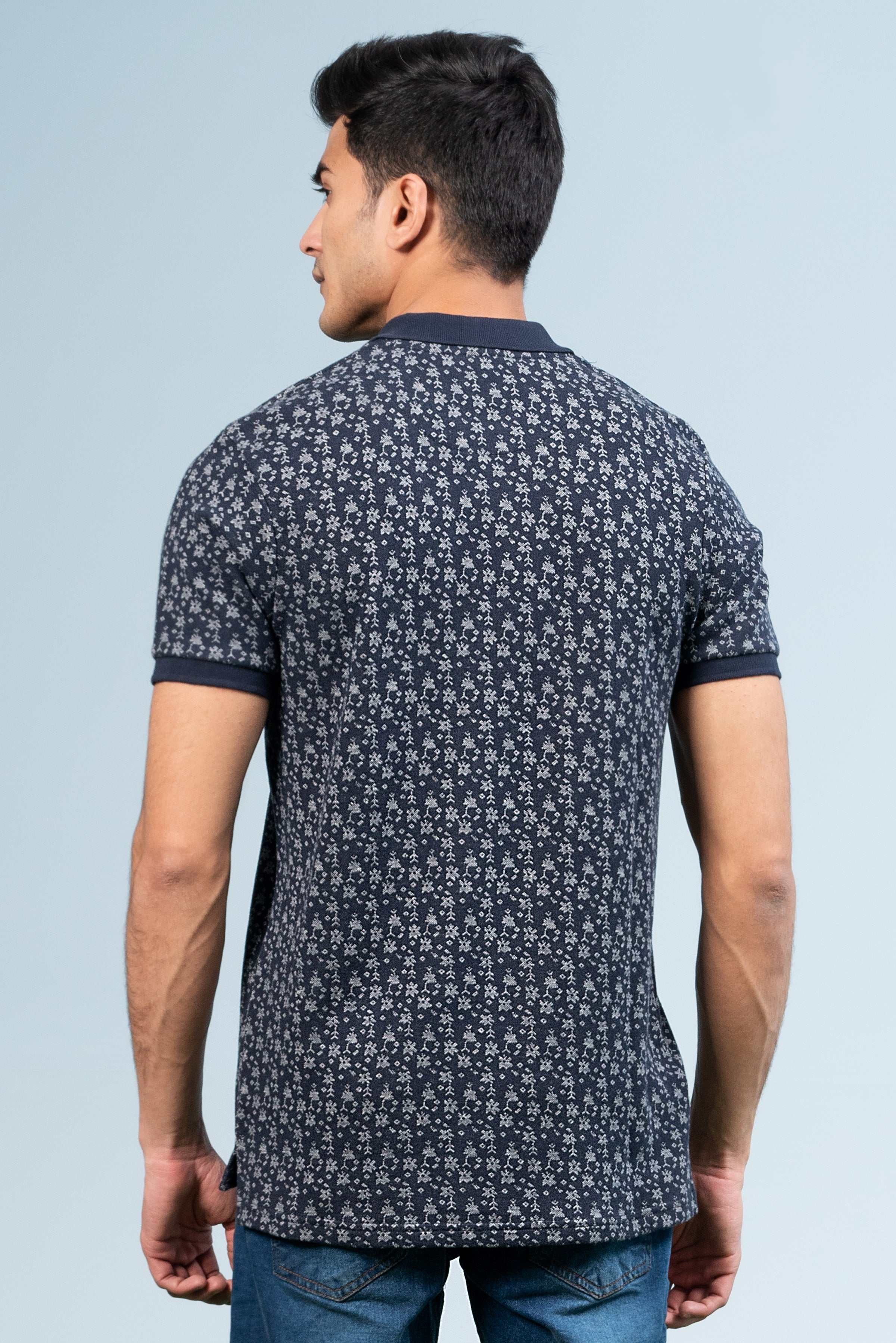 PRINTED POLO NAVY at Charcoal Clothing