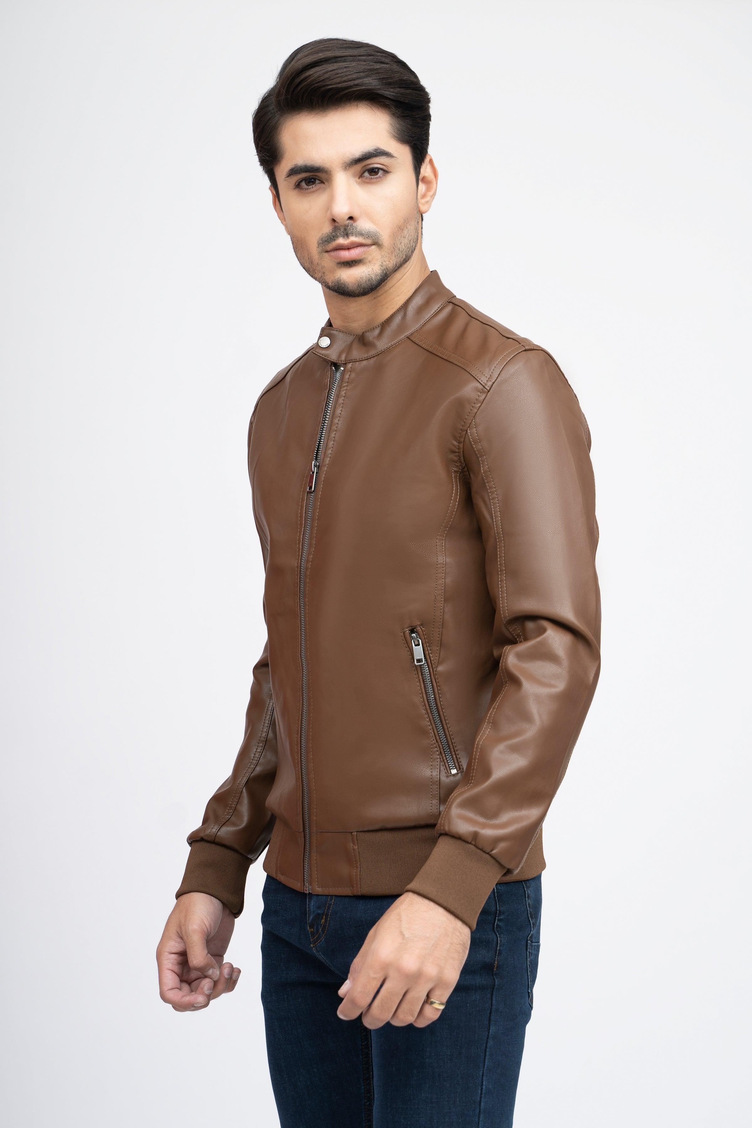 PU BAN JACKET F/S COFFEE BROWN at Charcoal Clothing
