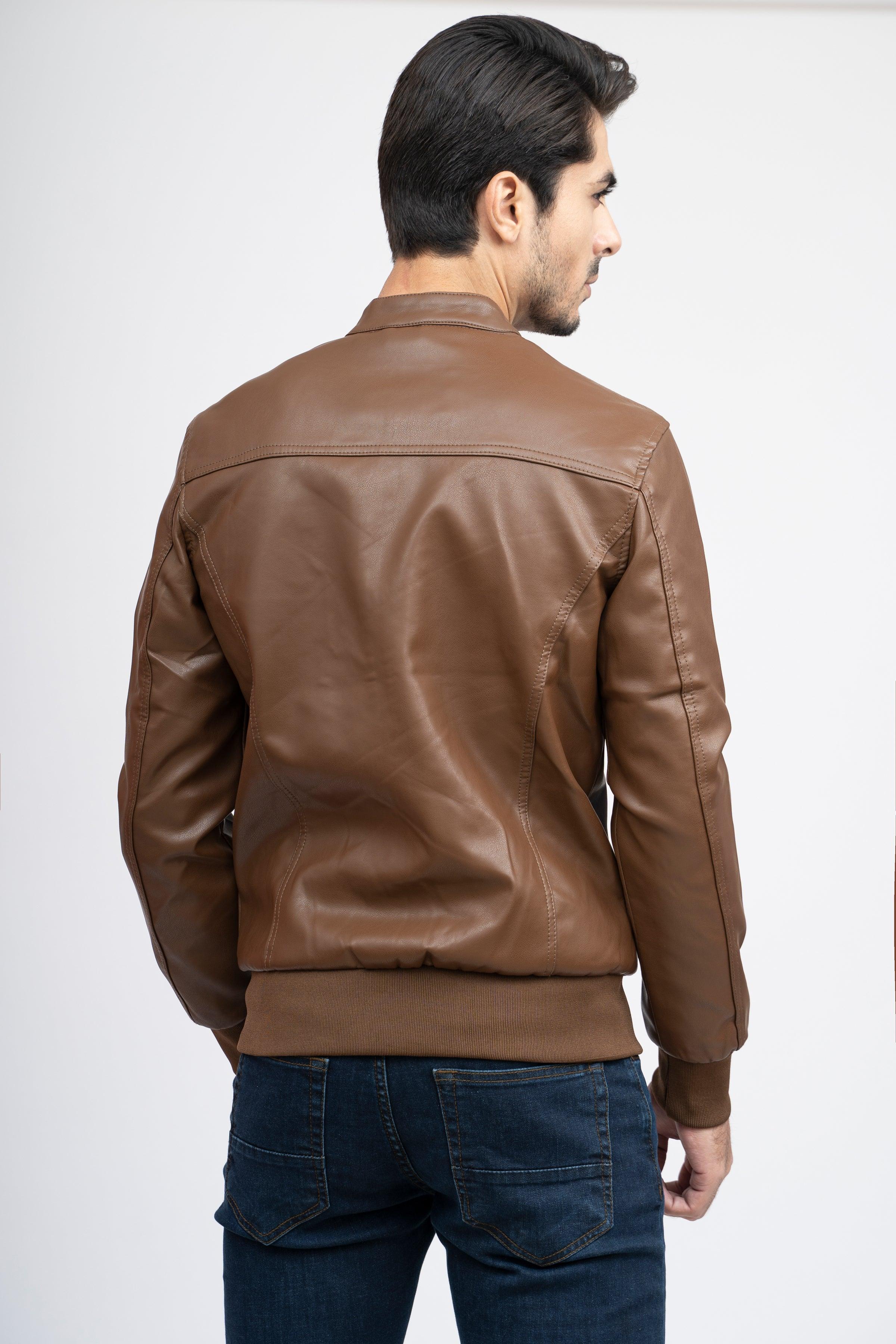 PU BAN JACKET F/S COFFEE BROWN at Charcoal Clothing