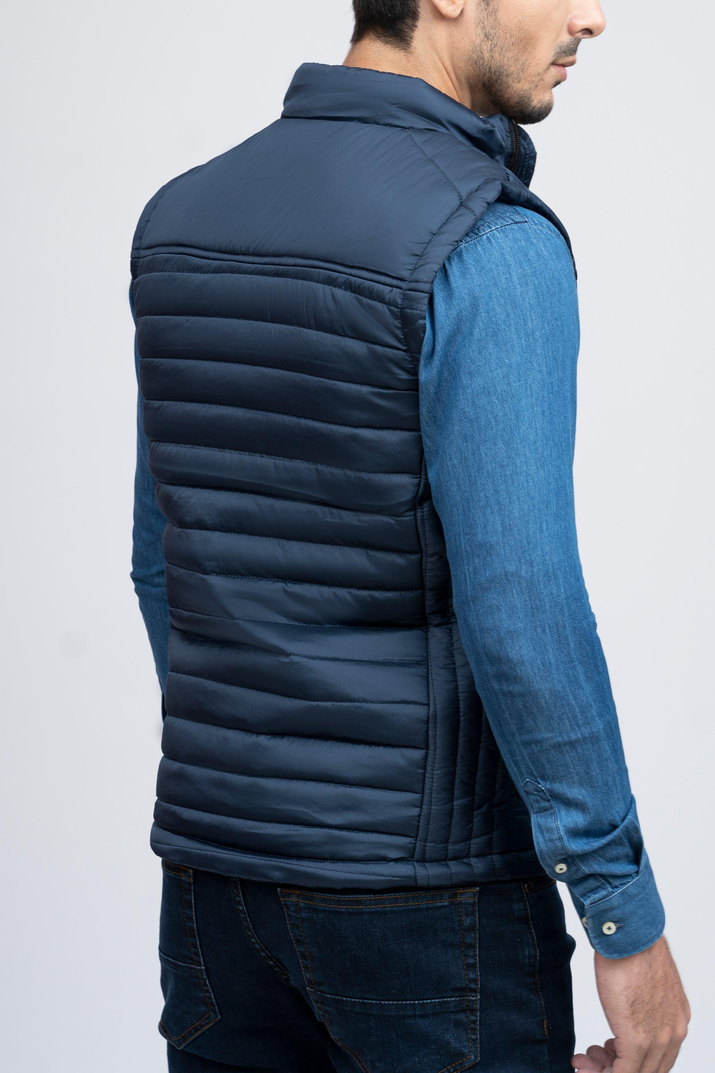 PUFFER JACKET S/L BLUE at Charcoal Clothing