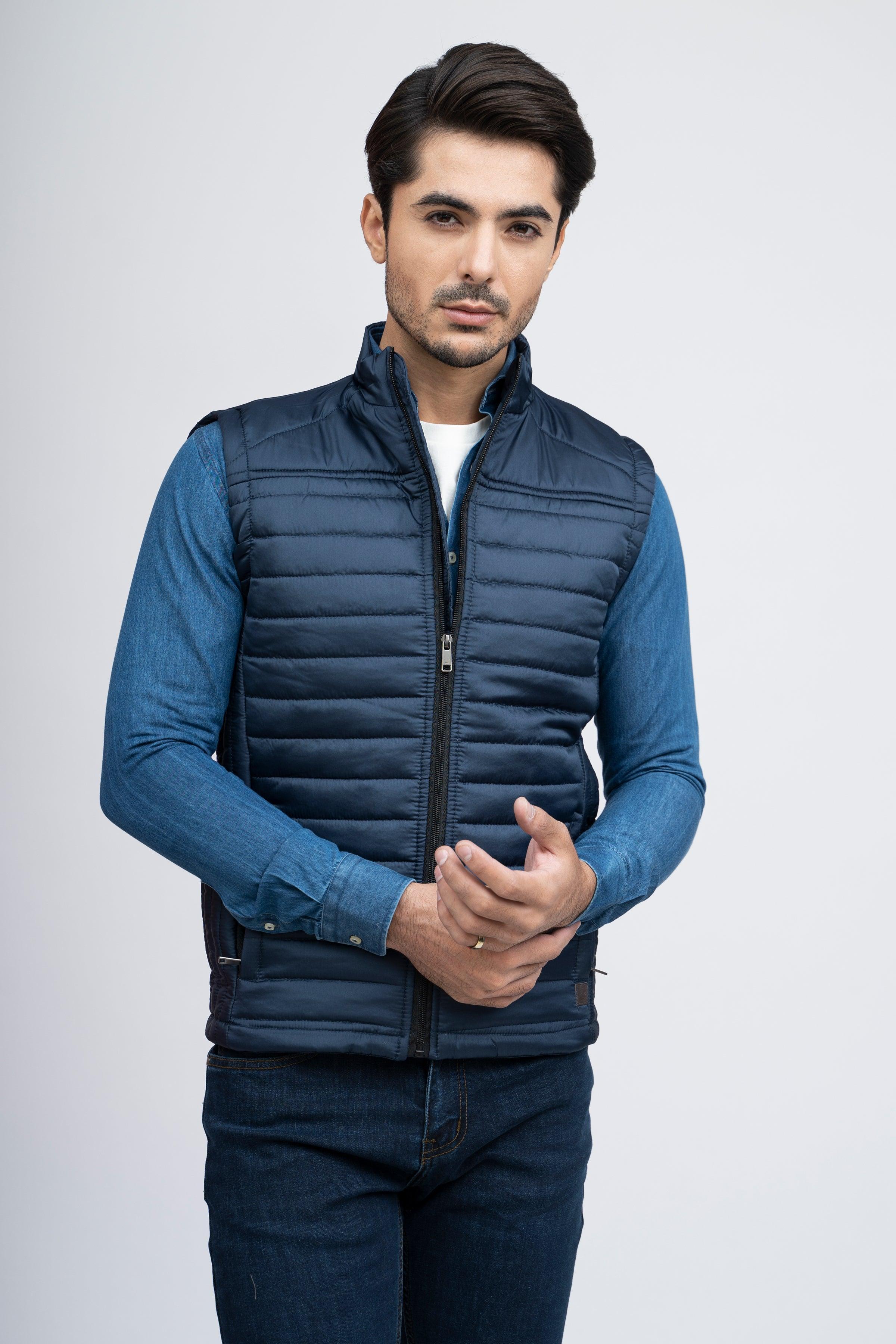 PUFFER JACKET S/L BLUE at Charcoal Clothing