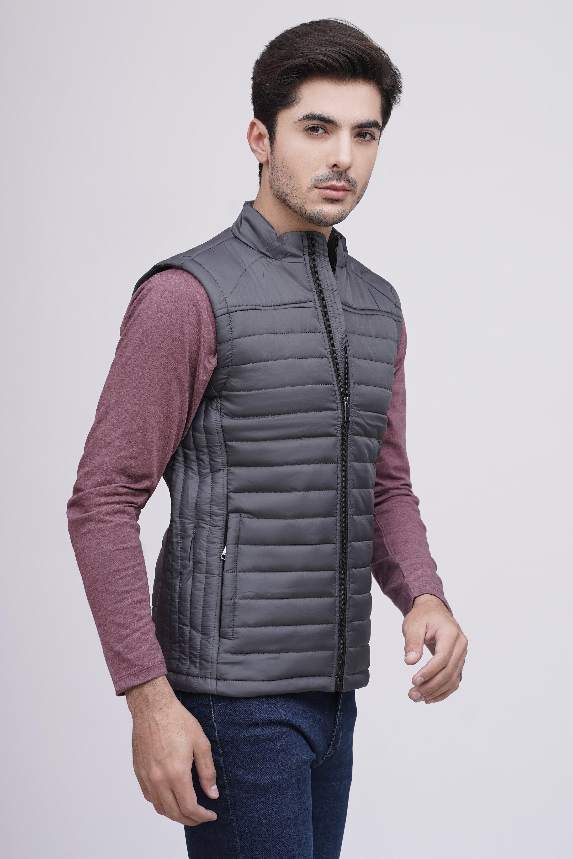 PUFFER JACKET S/L GREY at Charcoal Clothing