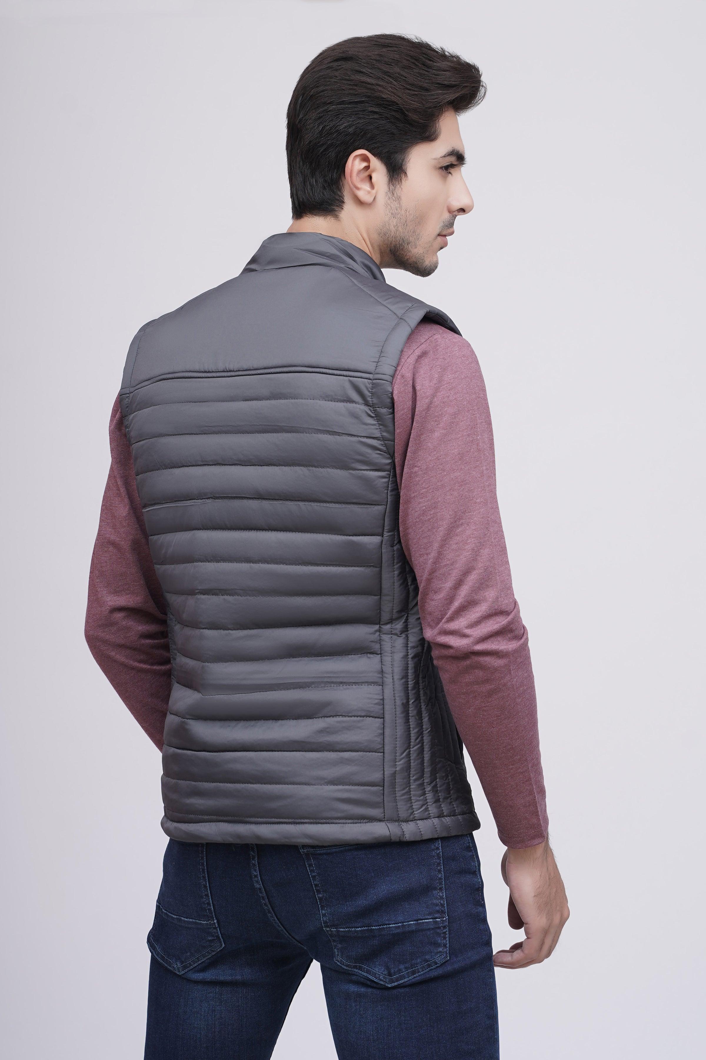 PUFFER JACKET S/L GREY at Charcoal Clothing