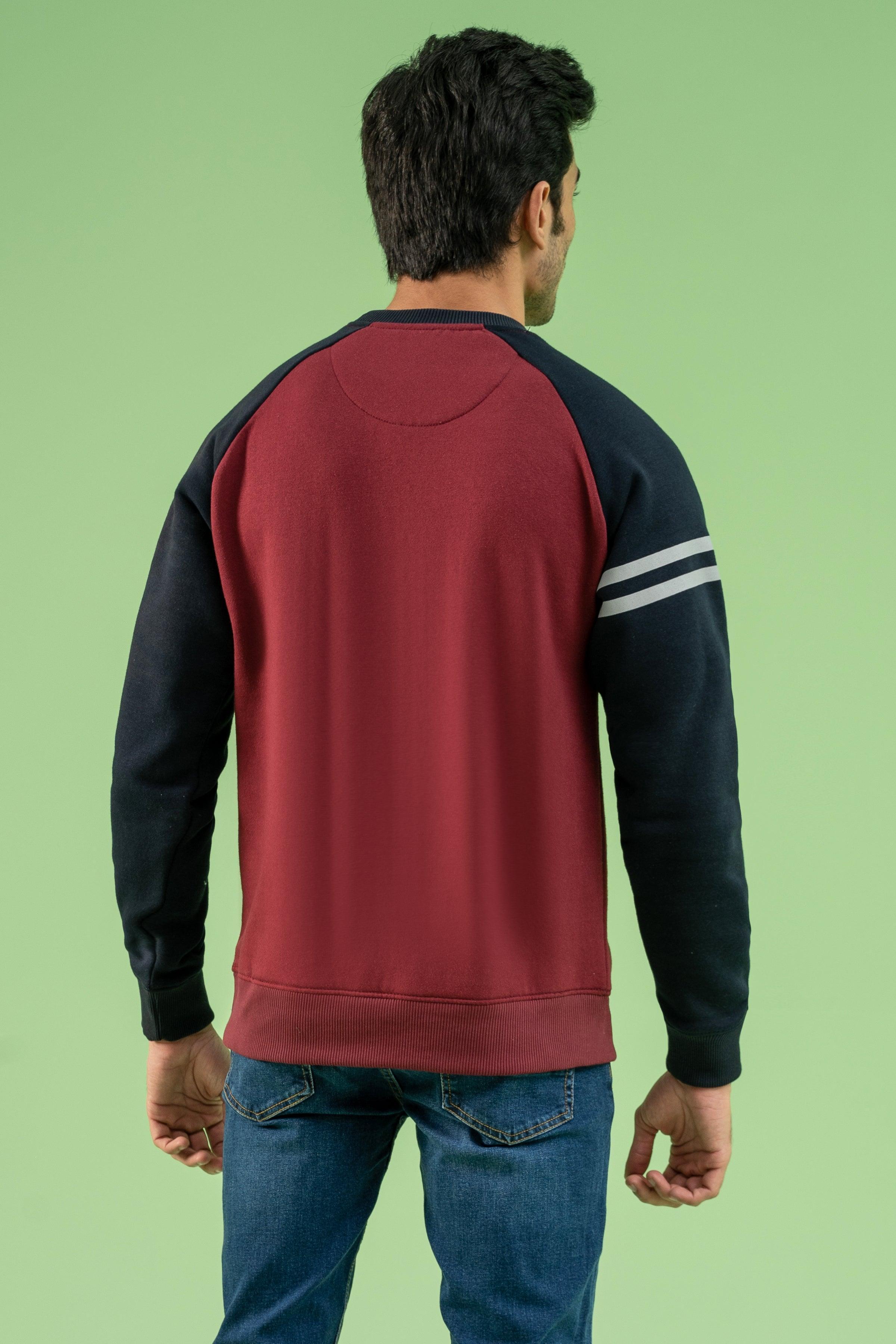 RAGLAN SLEEVES SWEAT SHIRT MAROON NAVY at Charcoal Clothing