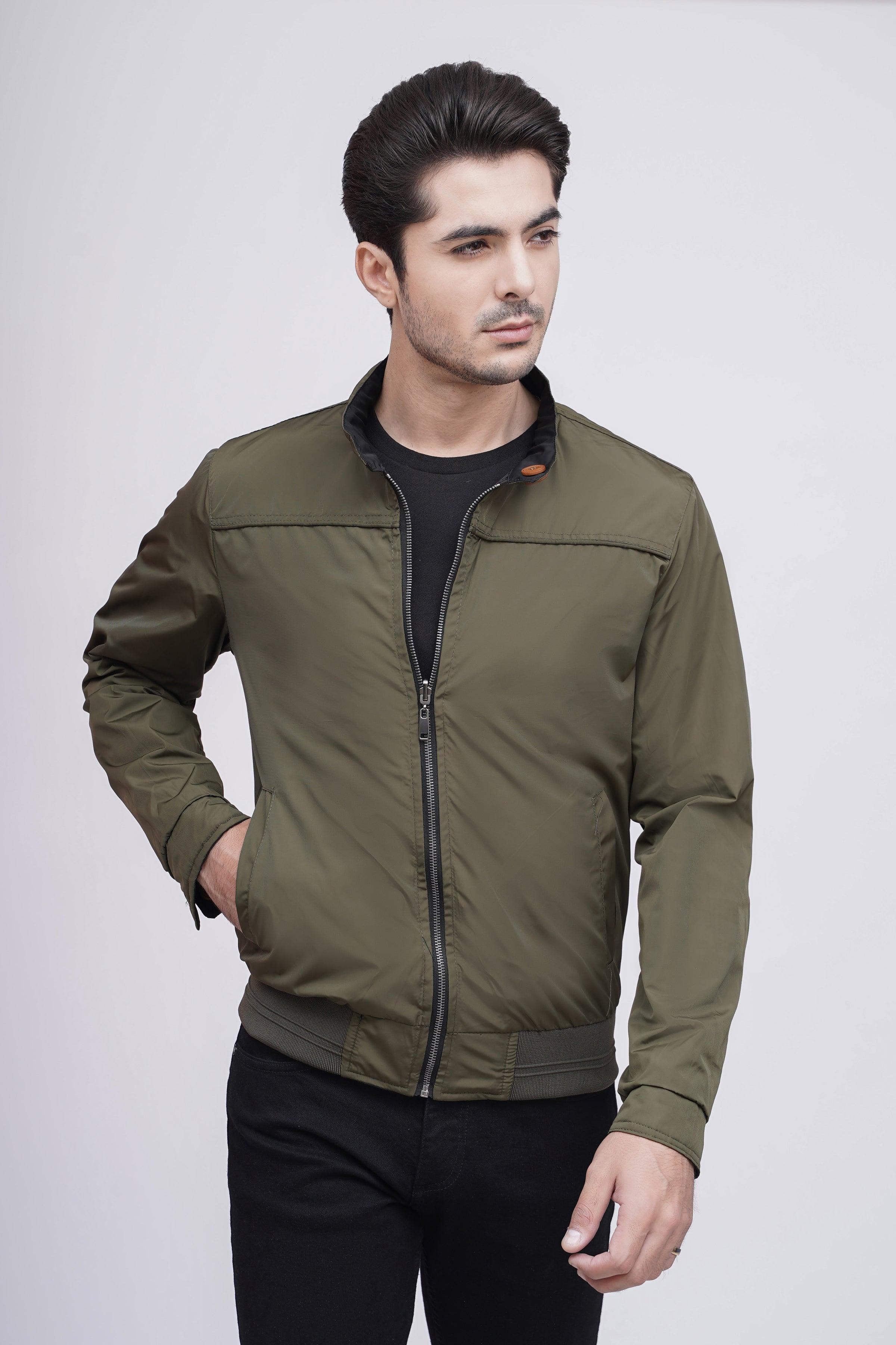 REVERSIBLE JACKET FULL SLEEVE BLACK GREEN at Charcoal Clothing