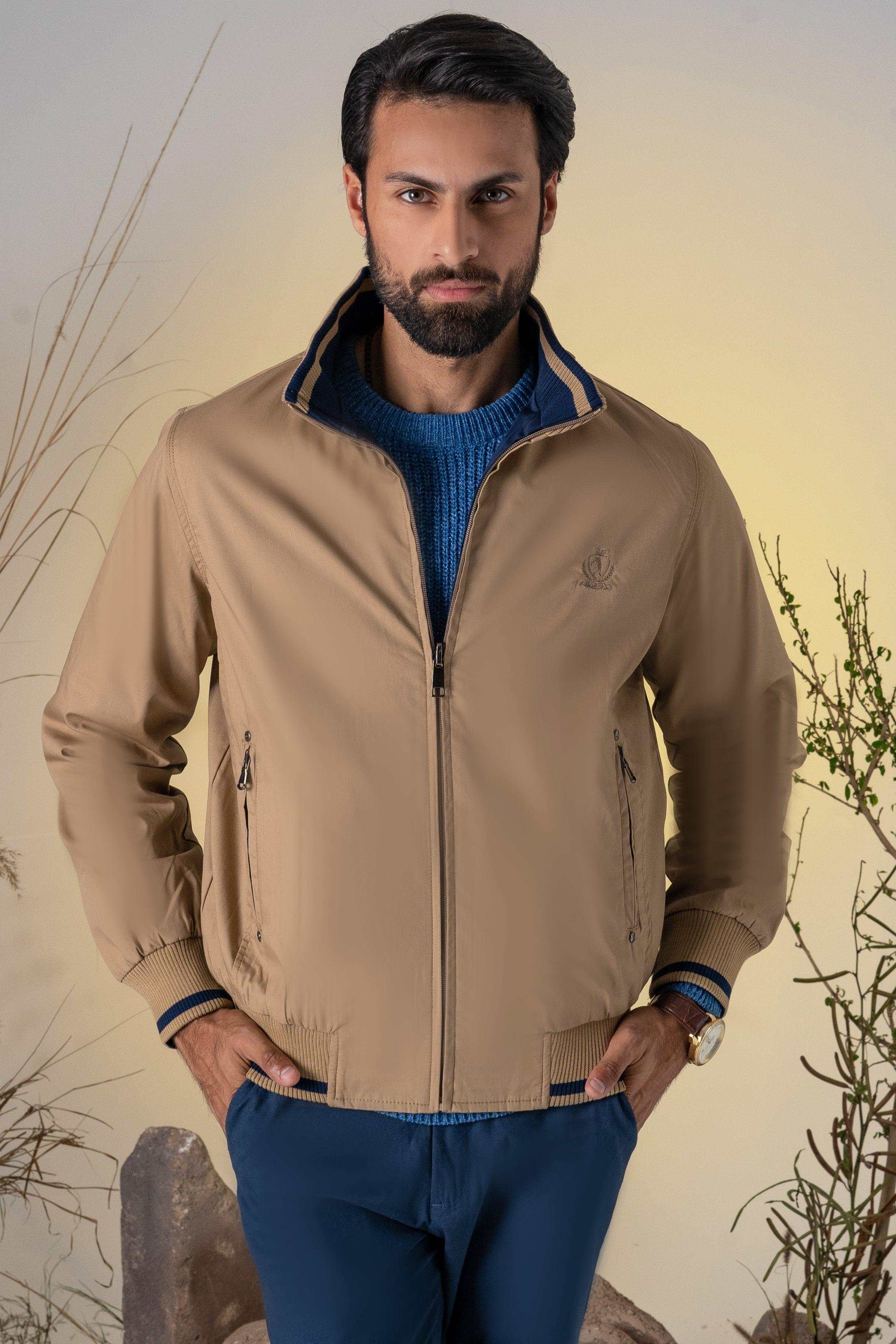 REVERSIBLE JACKET FULL SLEEVES KHAKI GREEN at Charcoal Clothing