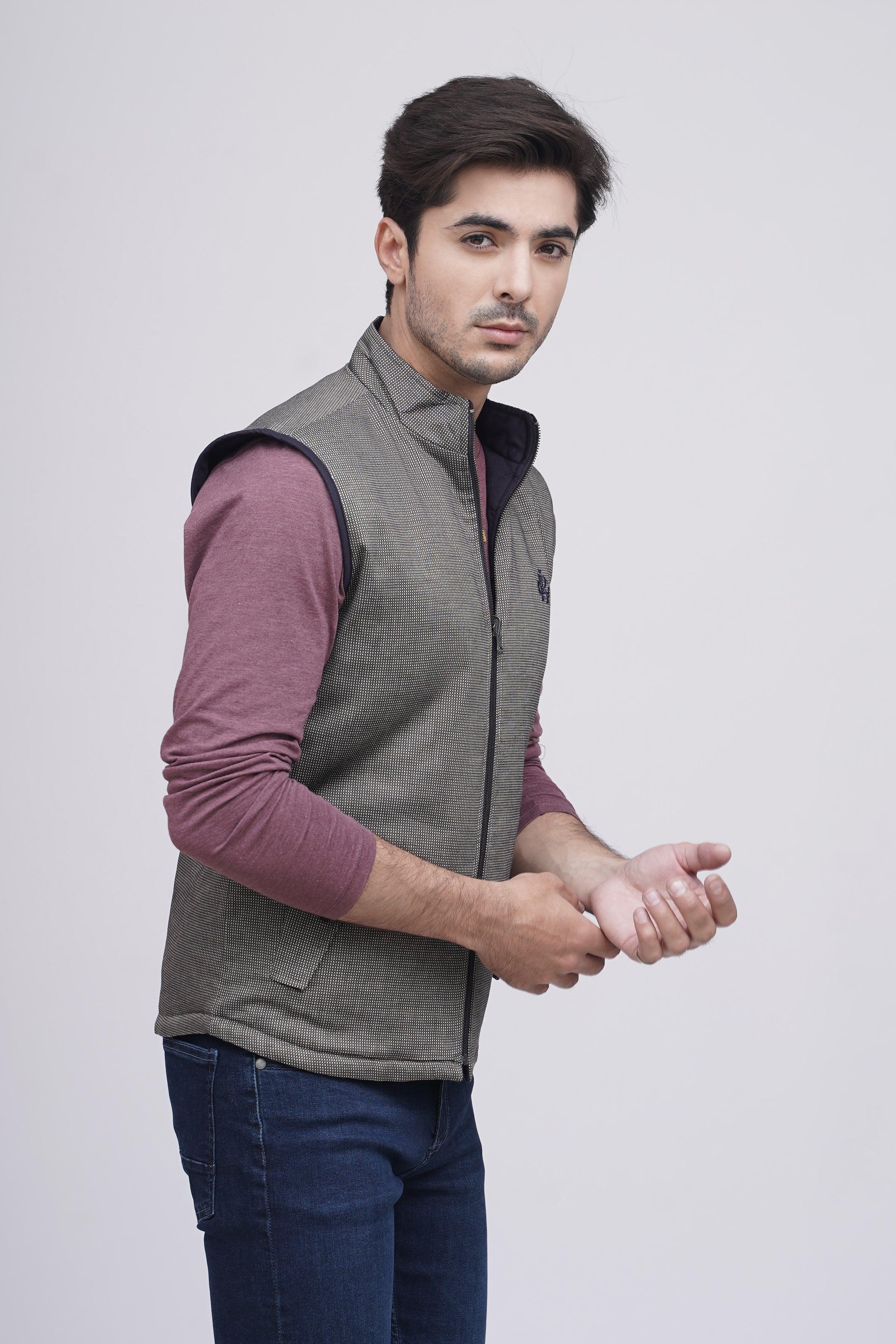 REVERSIBLE JACKET S/L BROWN WHITE at Charcoal Clothing