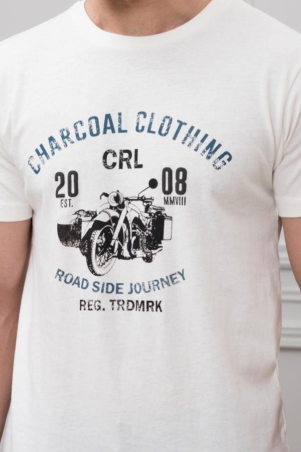 ROAD SIDE JOURNEY GRAPHIC T SHIRT ROUND NECK OFF WHITE at Charcoal Clothing