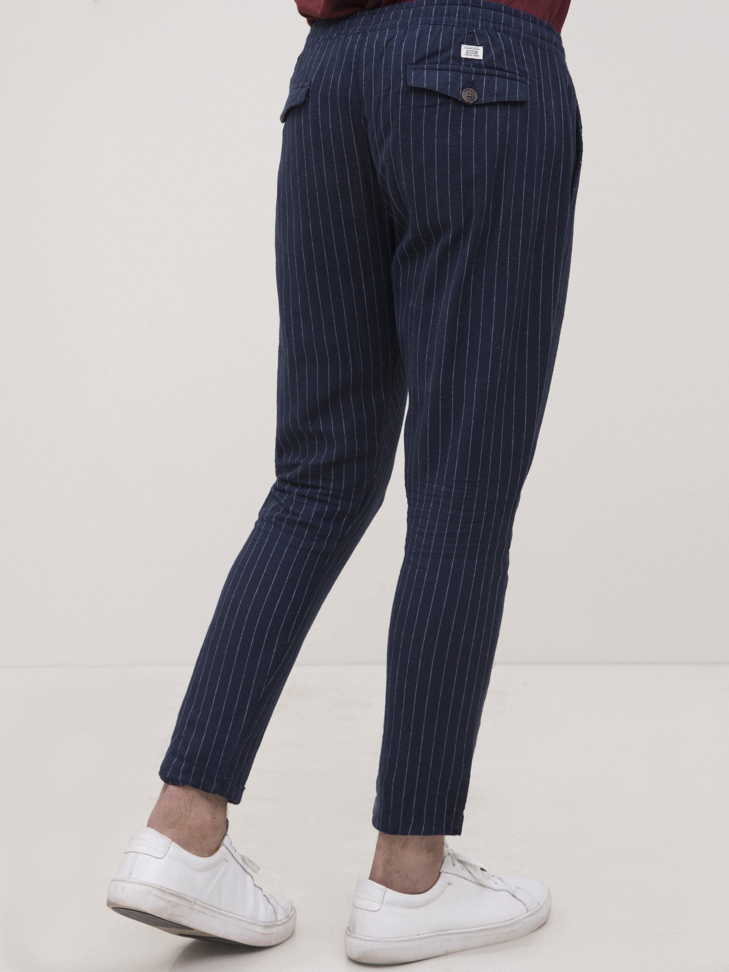 SELF LINING CASUAL TROUSER NAVY at Charcoal Clothing