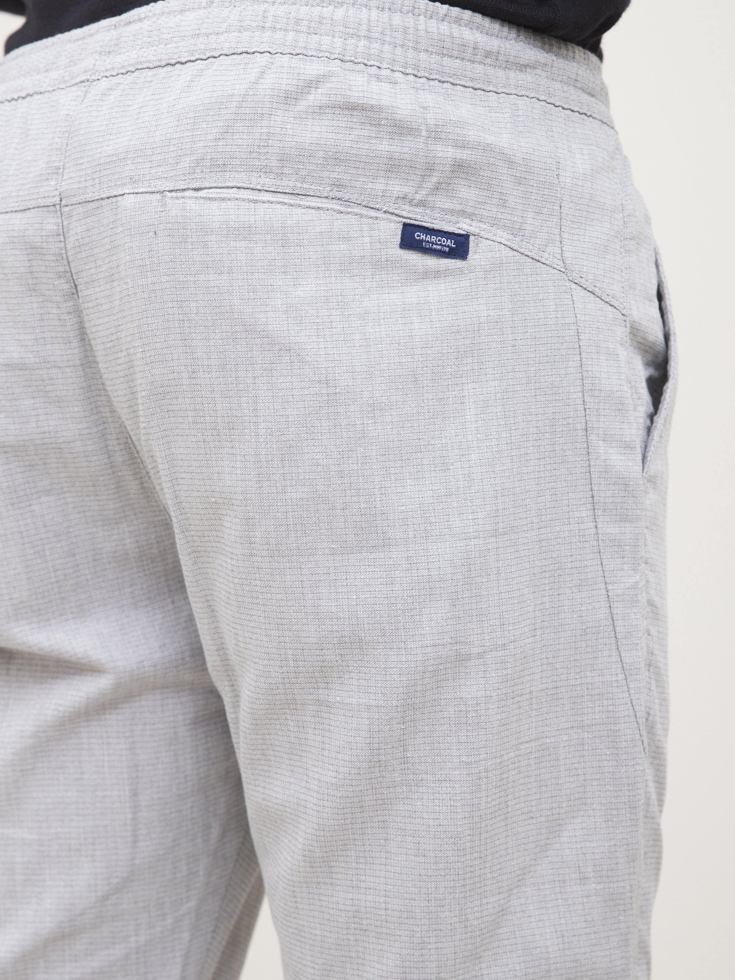 SELF TEXTURED CASUAL TROUSER GREY WHITE at Charcoal Clothing