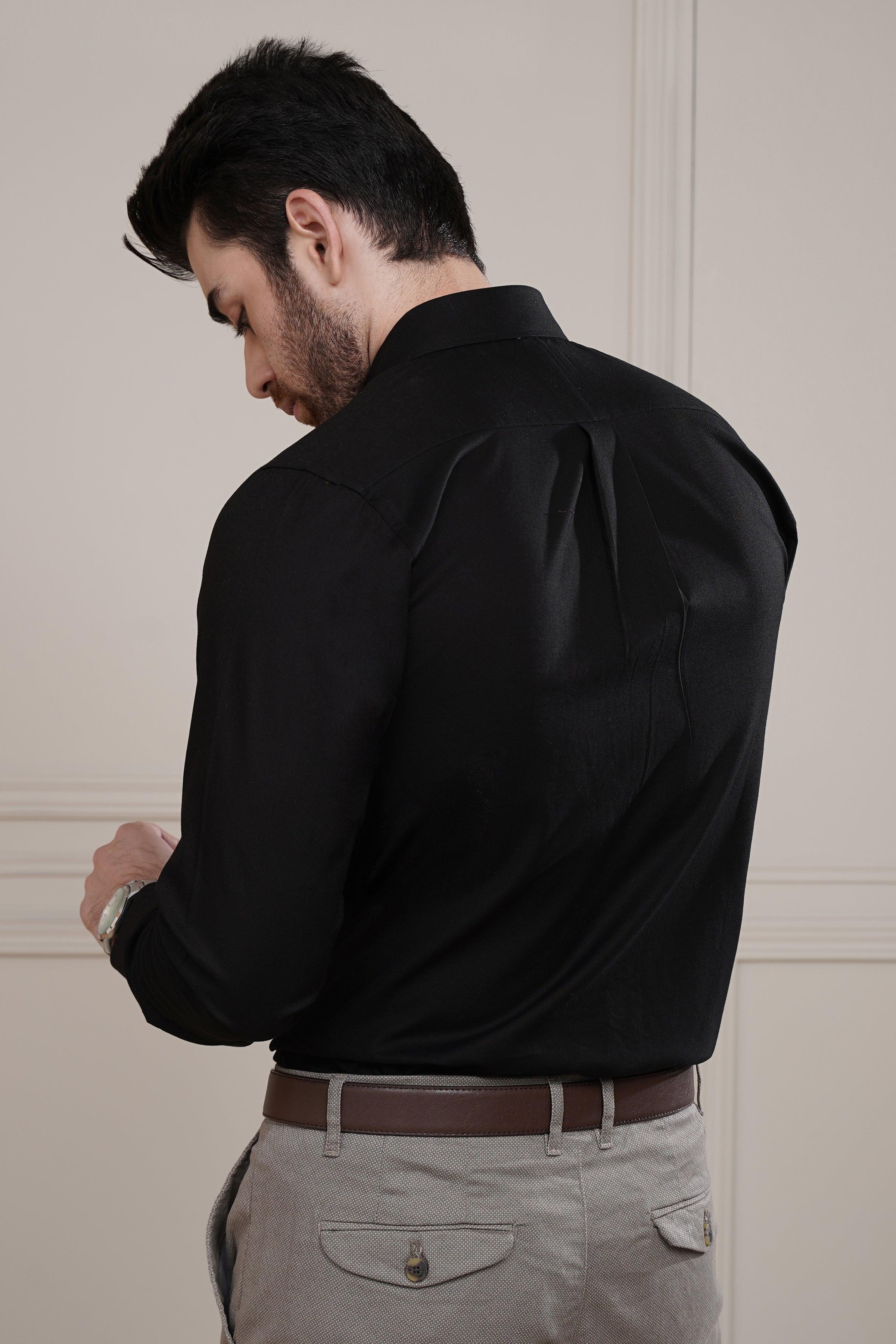 SEMI CASUAL SHIRT BLACK at Charcoal Clothing