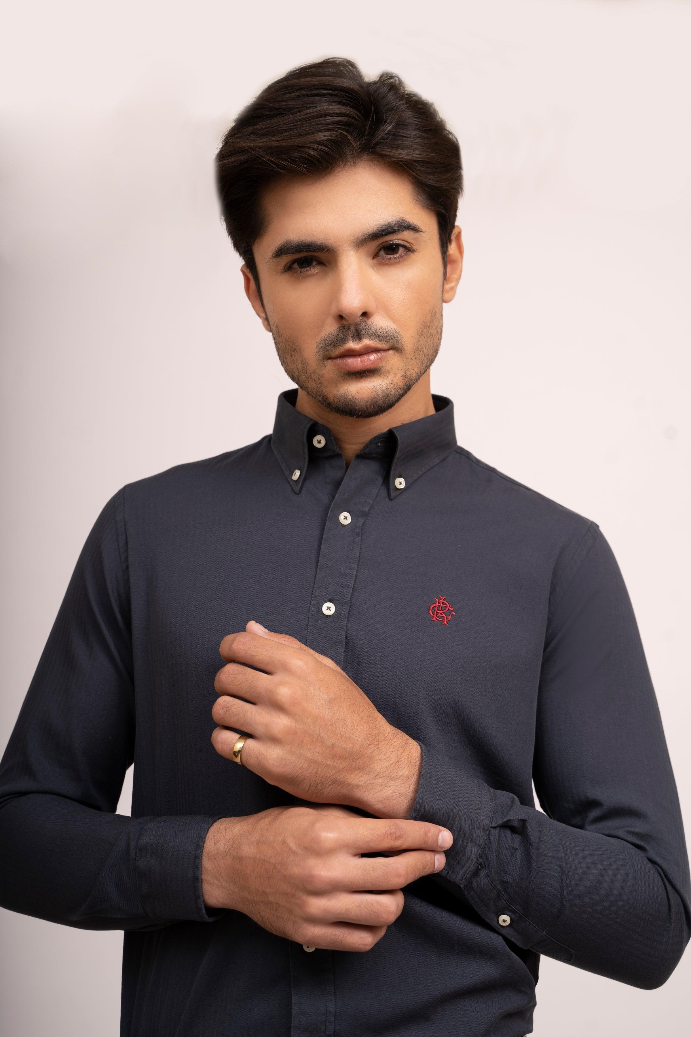 SEMI CASUAL SHIRT CAHRCOAL GREY at Charcoal Clothing