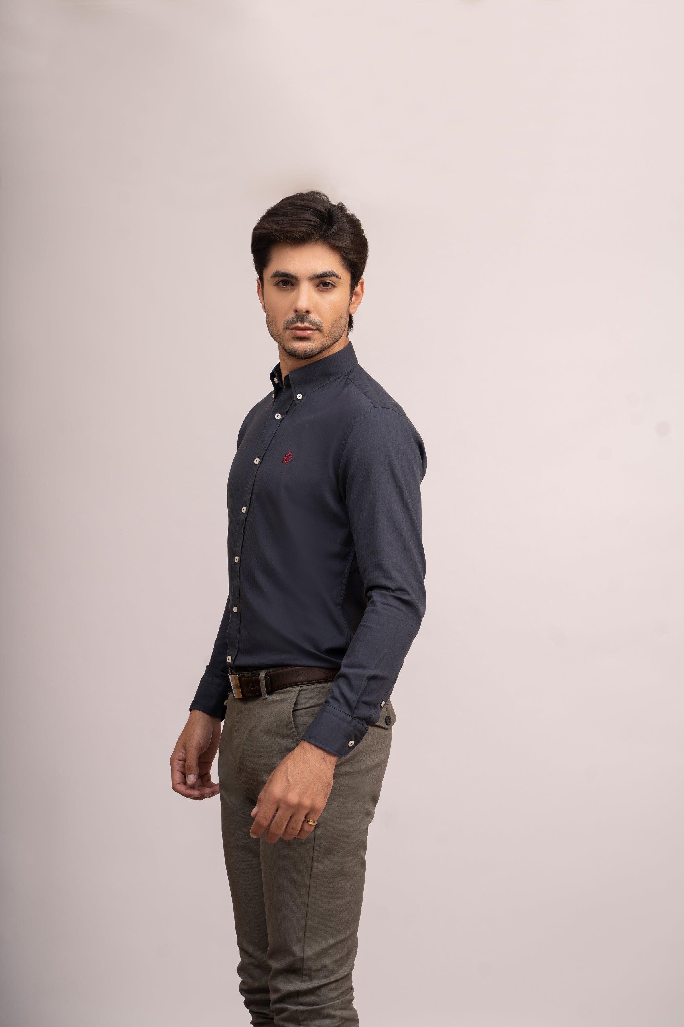 SEMI CASUAL SHIRT CAHRCOAL GREY at Charcoal Clothing