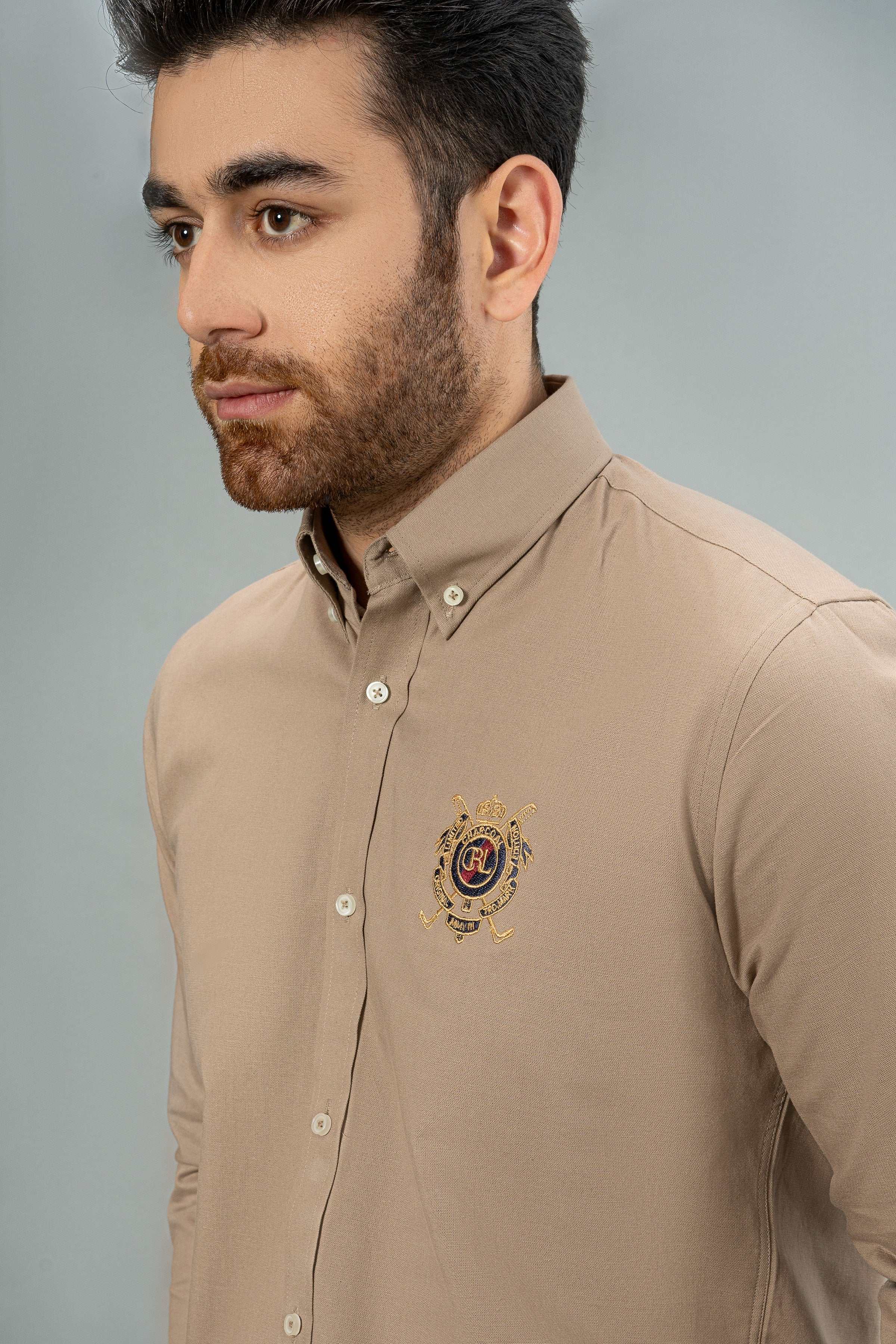 SEMI CASUAL SHIRT KHAKI at Charcoal Clothing