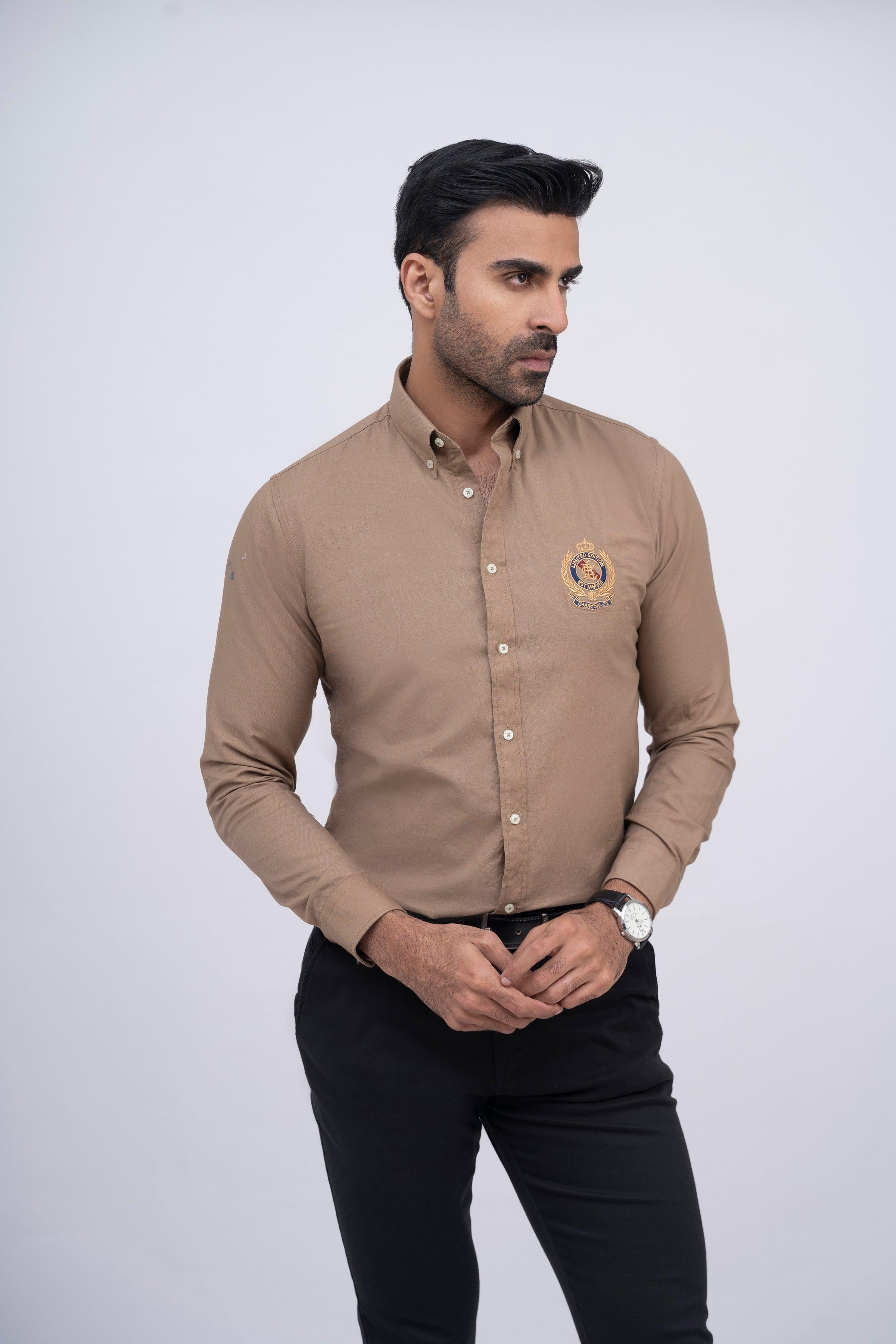 SEMI CASUAL SHIRT KHAKI at Charcoal Clothing