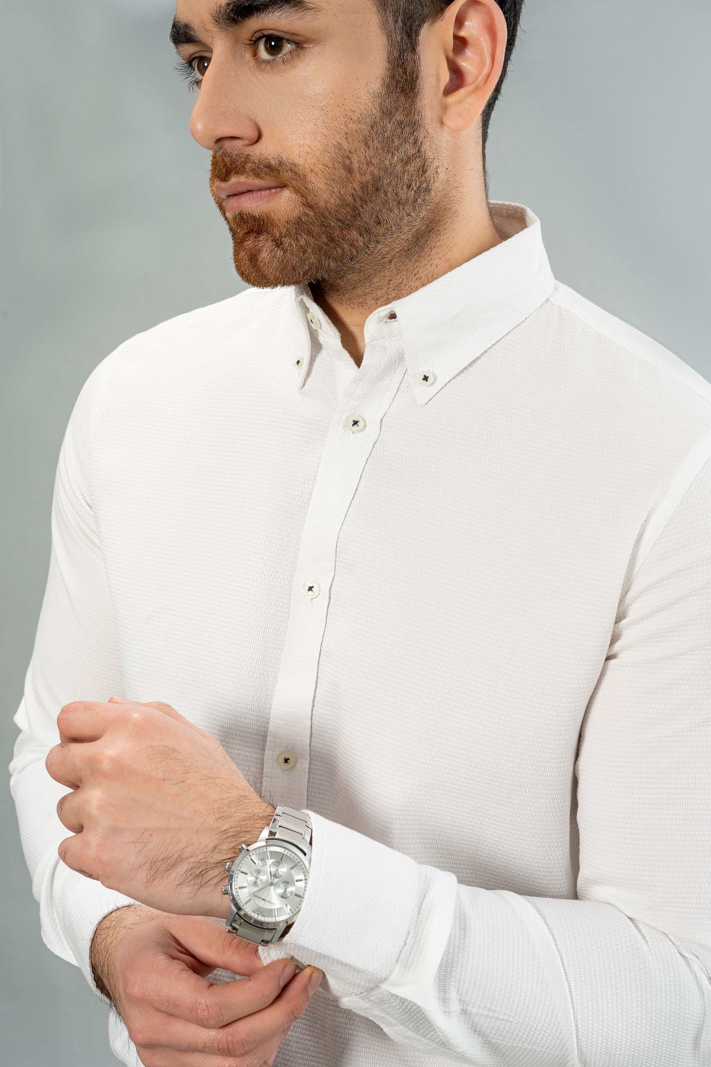 SEMI CASUAL SHIRT WHITE at Charcoal Clothing