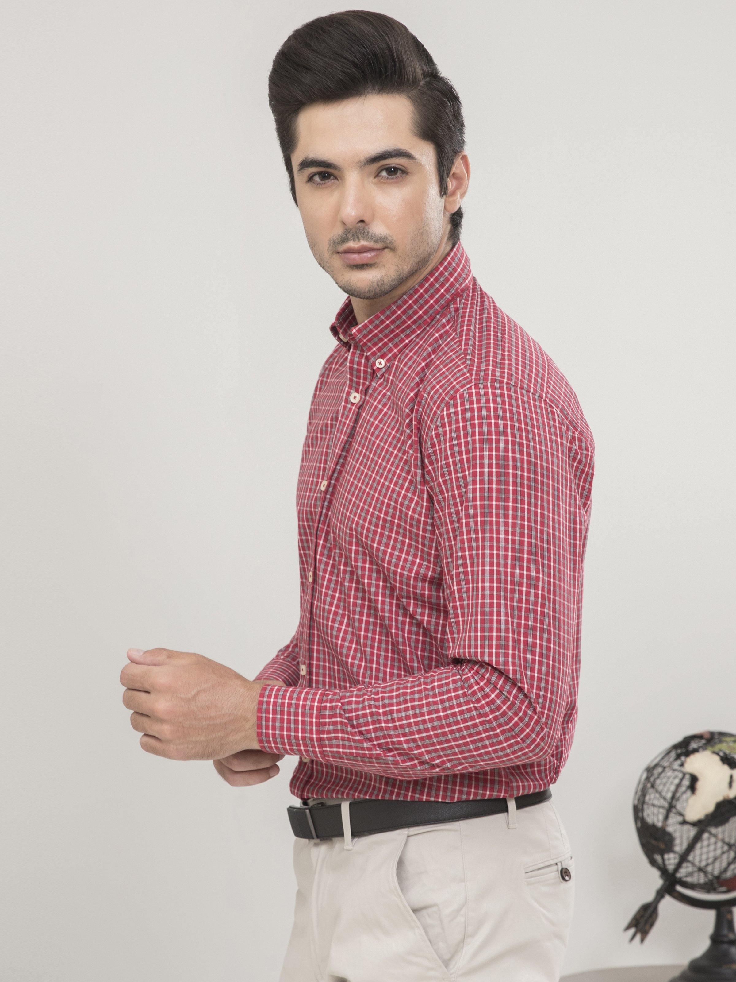 SEMI FORMAL FULL SLEEVES RED MEROON at Charcoal Clothing