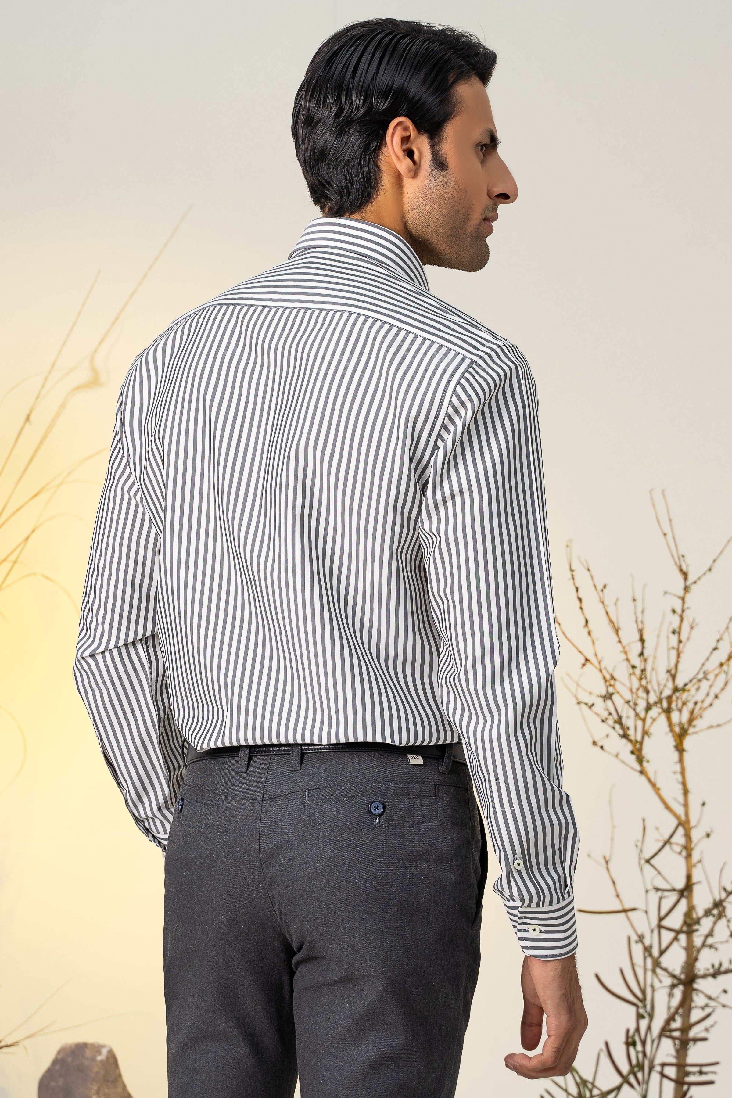 SEMI FORMAL GREY WHITE LINE at Charcoal Clothing