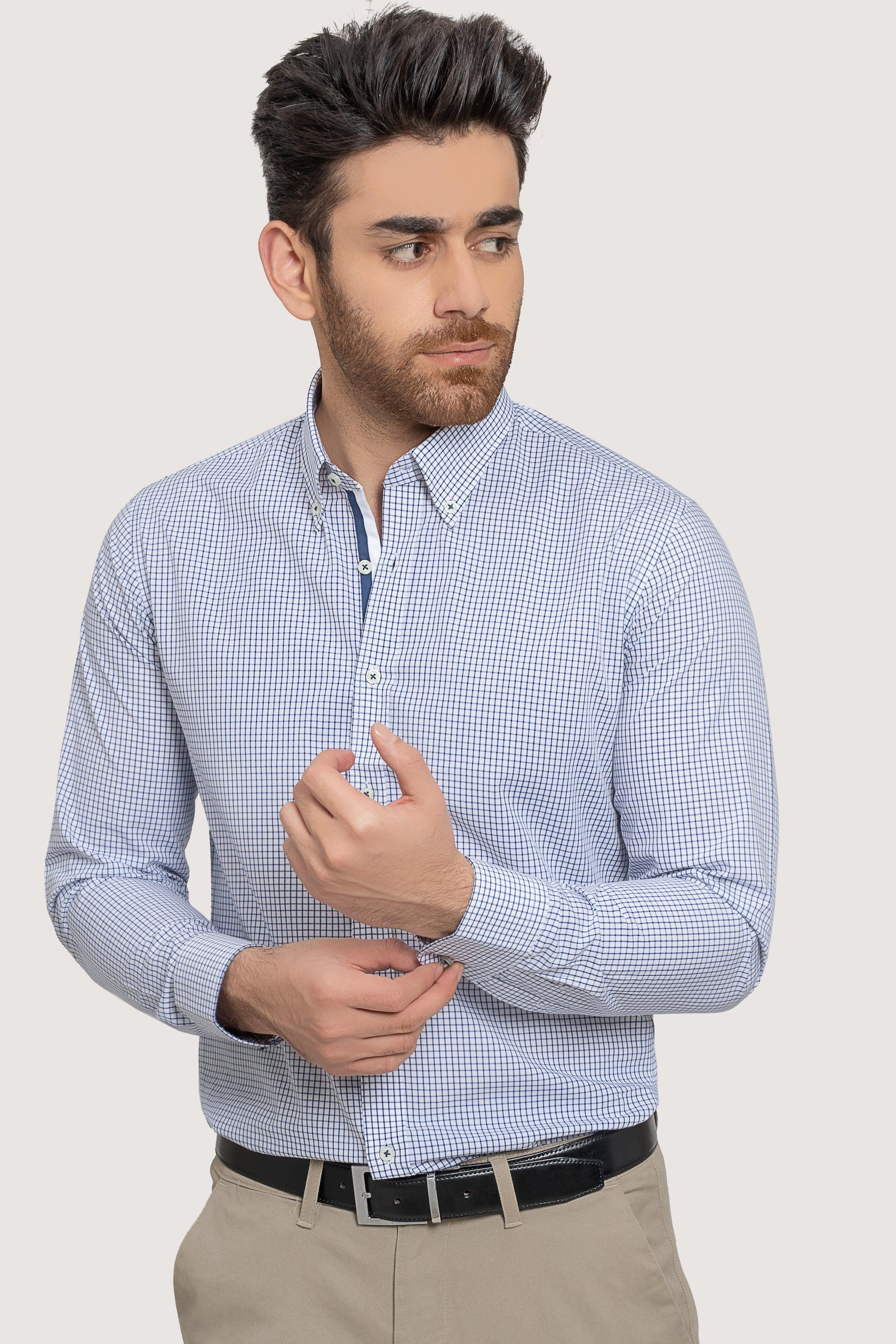 SEMI FORMAL OFF WHITE NAVY CHECK at Charcoal Clothing