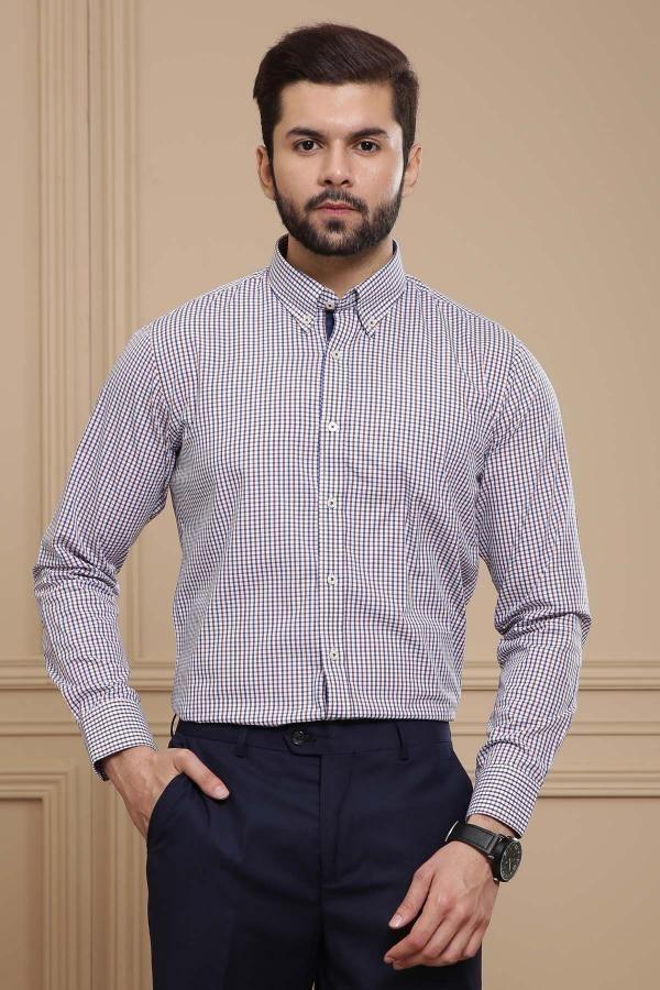 SEMI FORMAL SHIRT BUTTON DOWN FULL SLEEVE MULTI at Charcoal Clothing