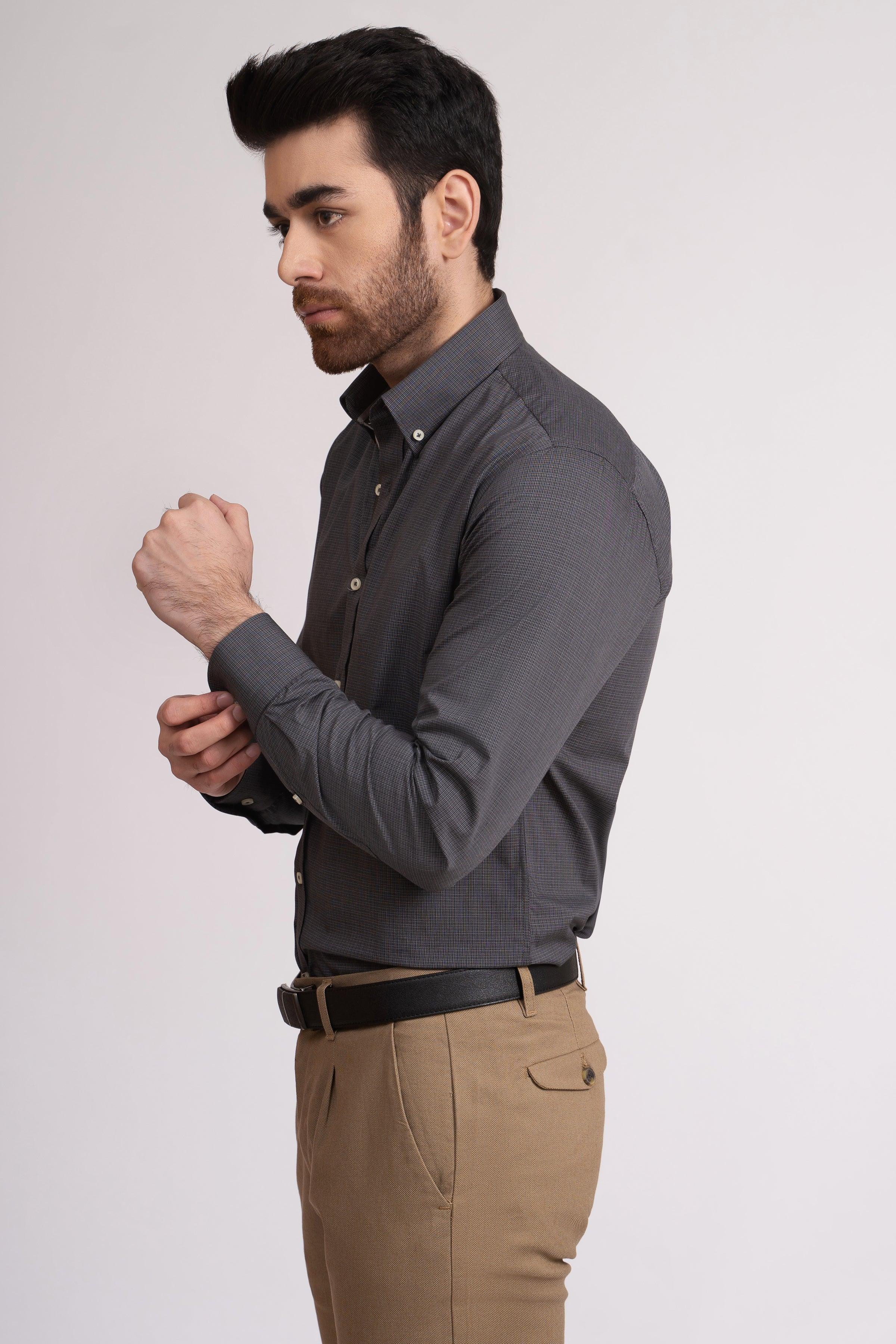 SEMI FORMAL SHIRT DARK GREY at Charcoal Clothing