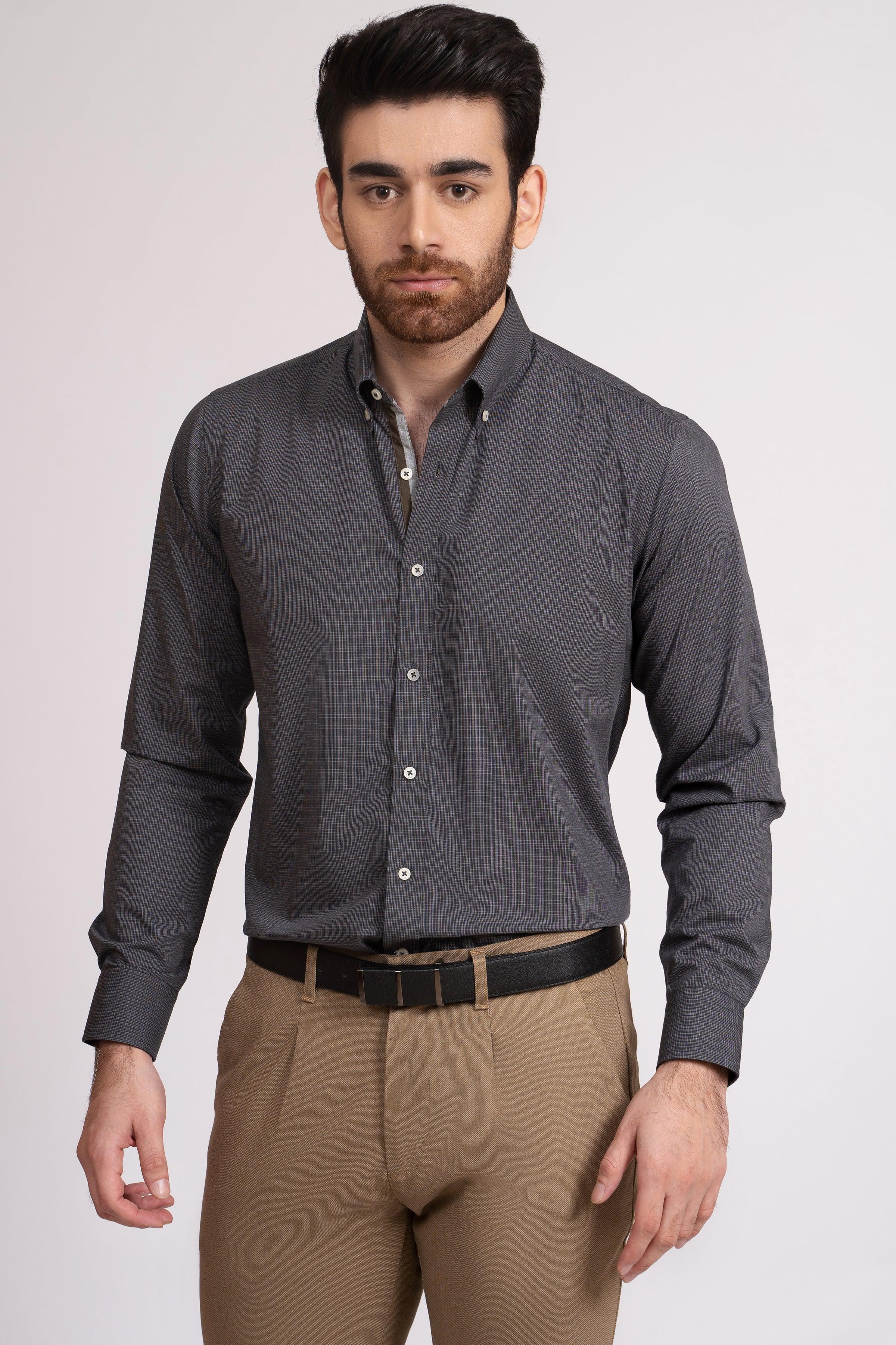 SEMI FORMAL SHIRT DARK GREY at Charcoal Clothing