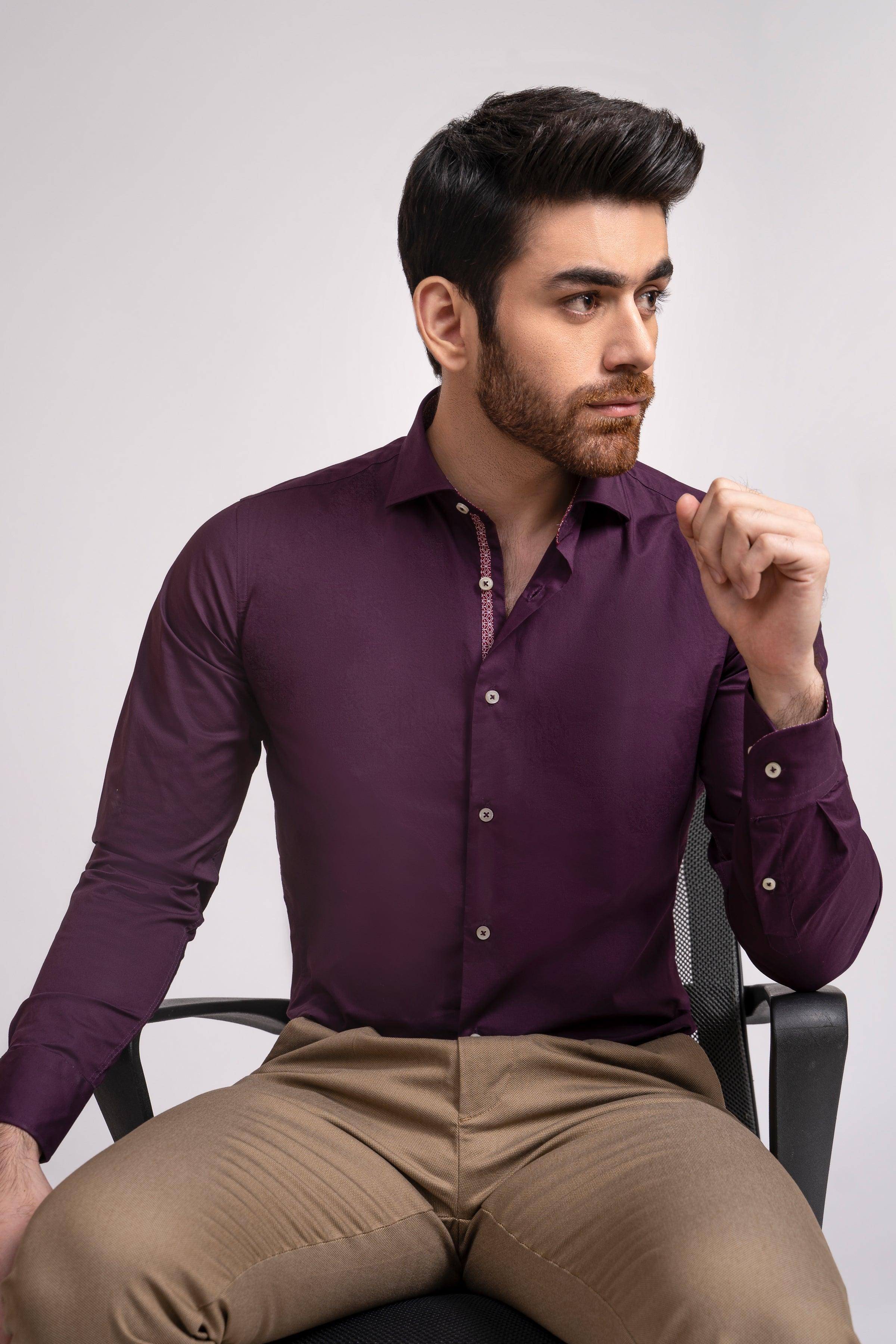 SEMI FORMAL SHIRT FRENCH COLLAR BEET RED at Charcoal Clothing