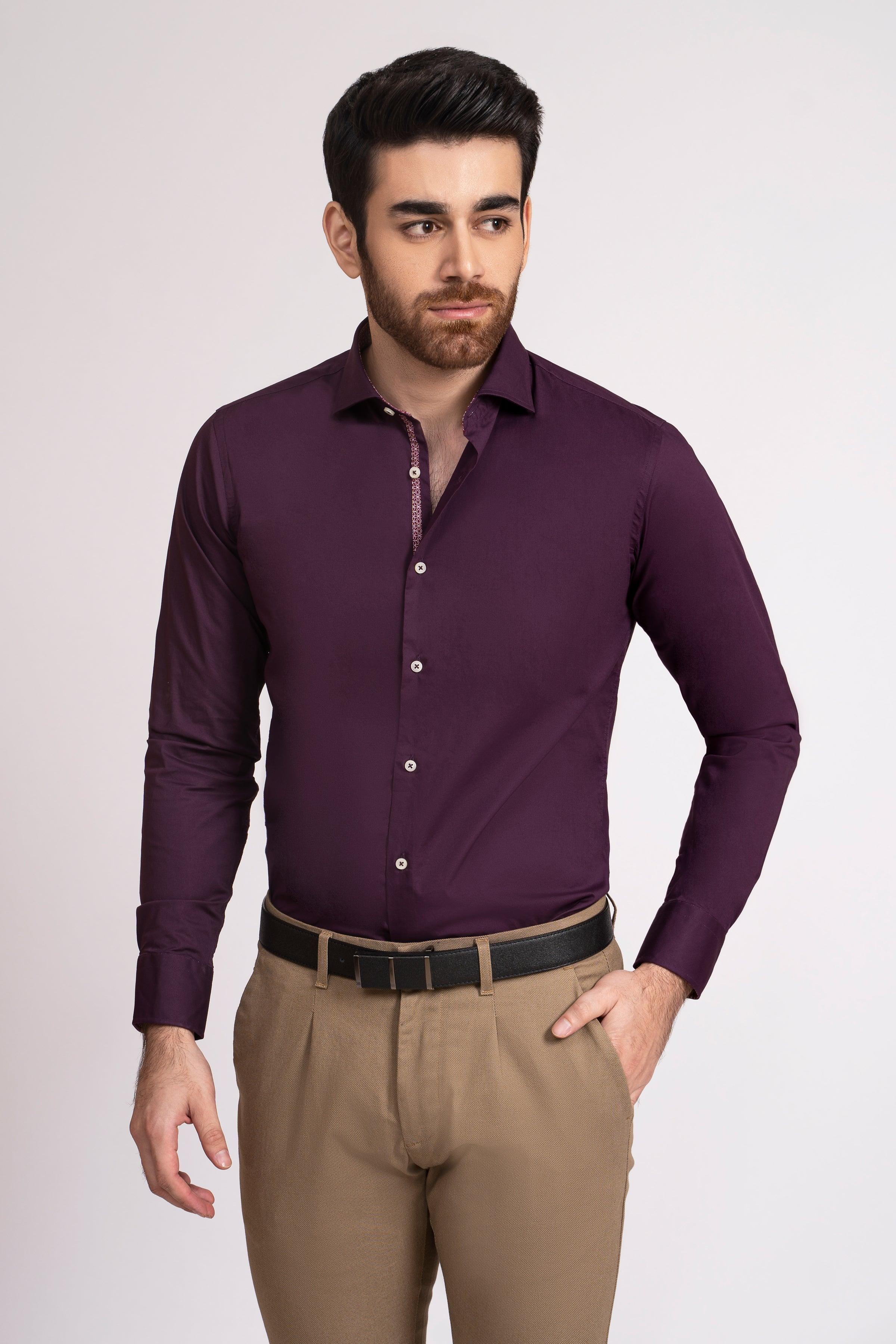 SEMI FORMAL SHIRT FRENCH COLLAR BEET RED at Charcoal Clothing