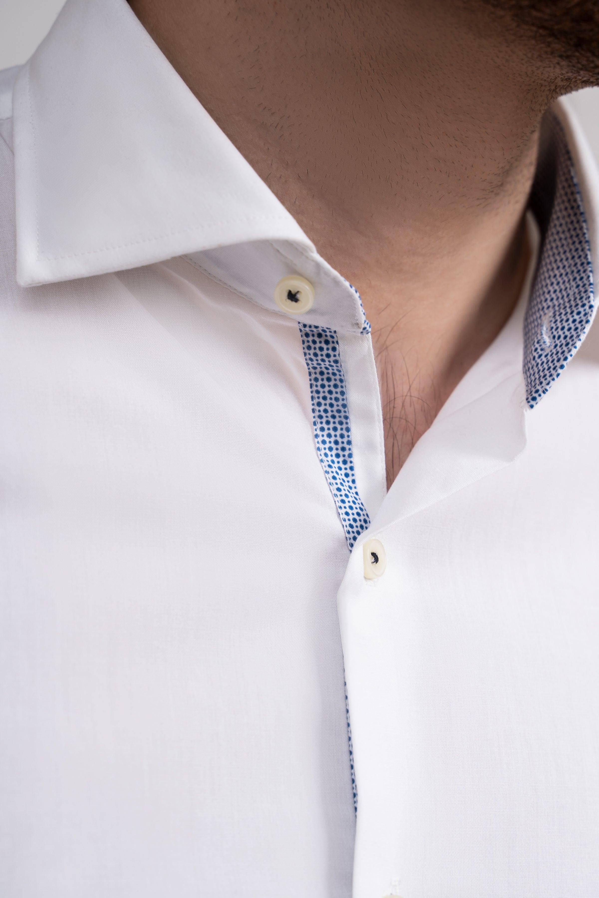 SEMI FORMAL SHIRT FRENCH COLLAR WHITE at Charcoal Clothing