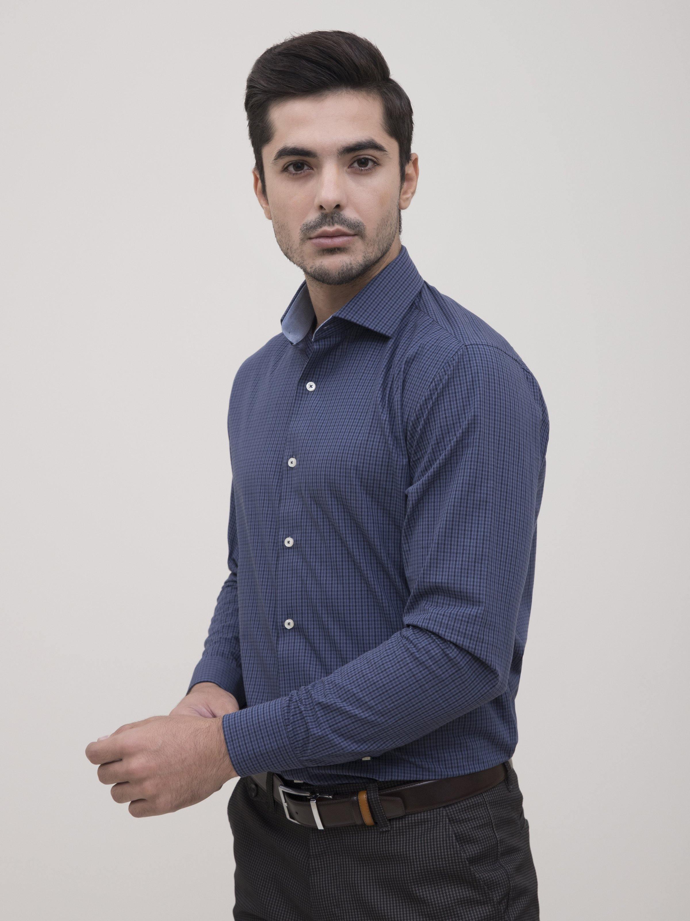 SEMI FORMAL SHIRT FULL SLEEVE BLUISH GREY at Charcoal Clothing