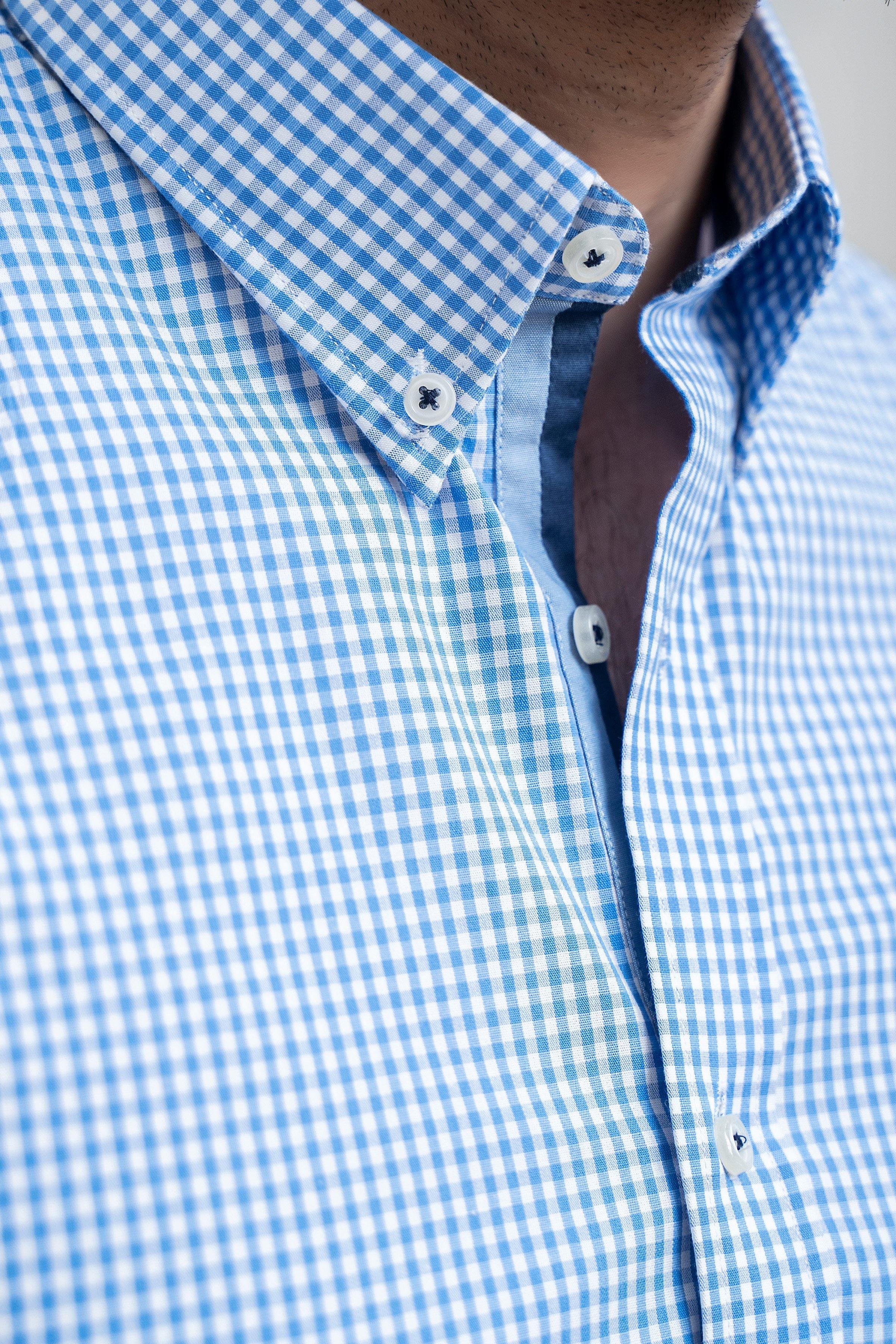 SEMI FORMAL SHIRT FULL SLEEVE BUTTON DOWN SKY WHITE at Charcoal Clothing