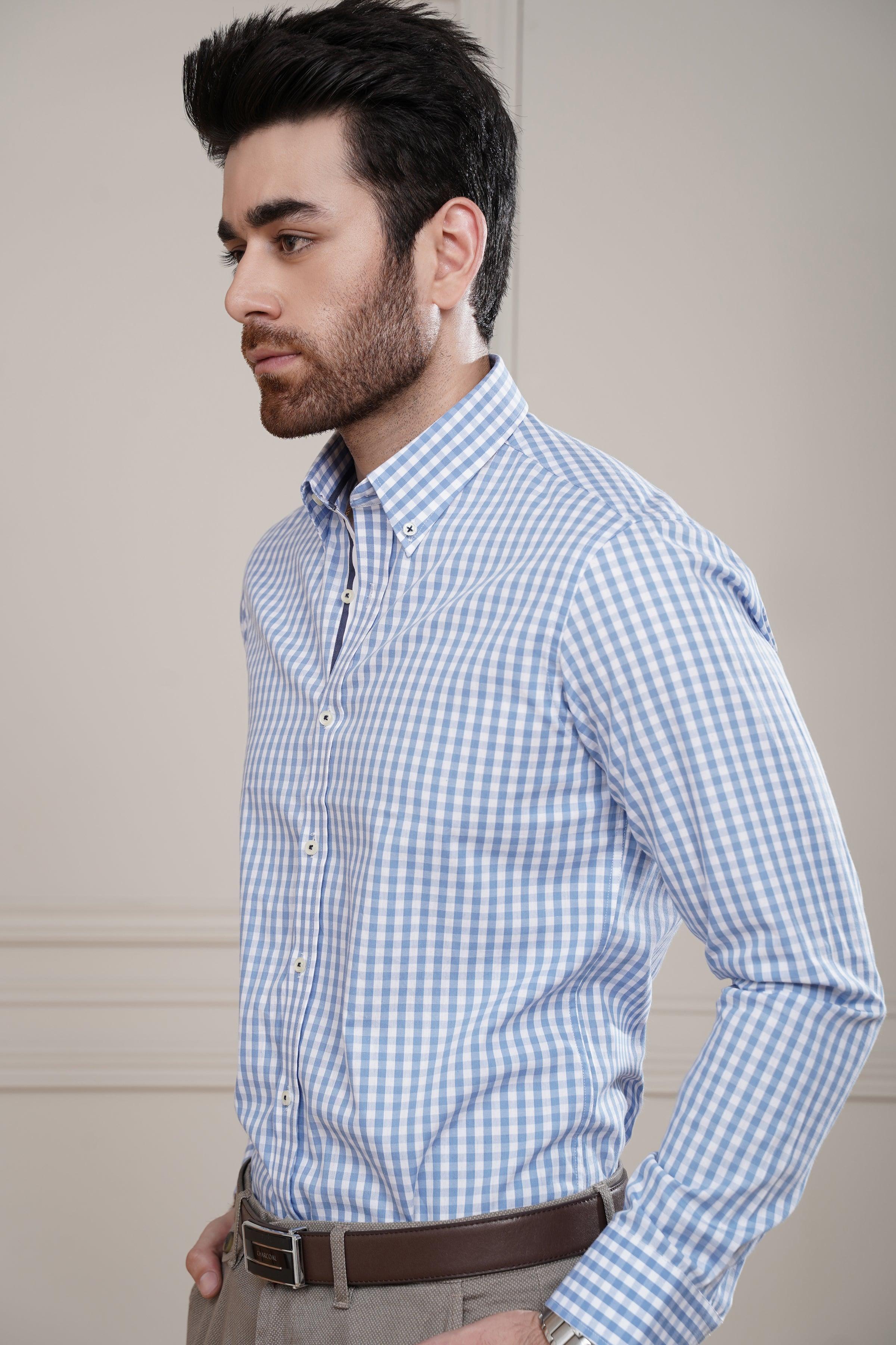 SEMI FORMAL SHIRT SKY WHITE LINE at Charcoal Clothing