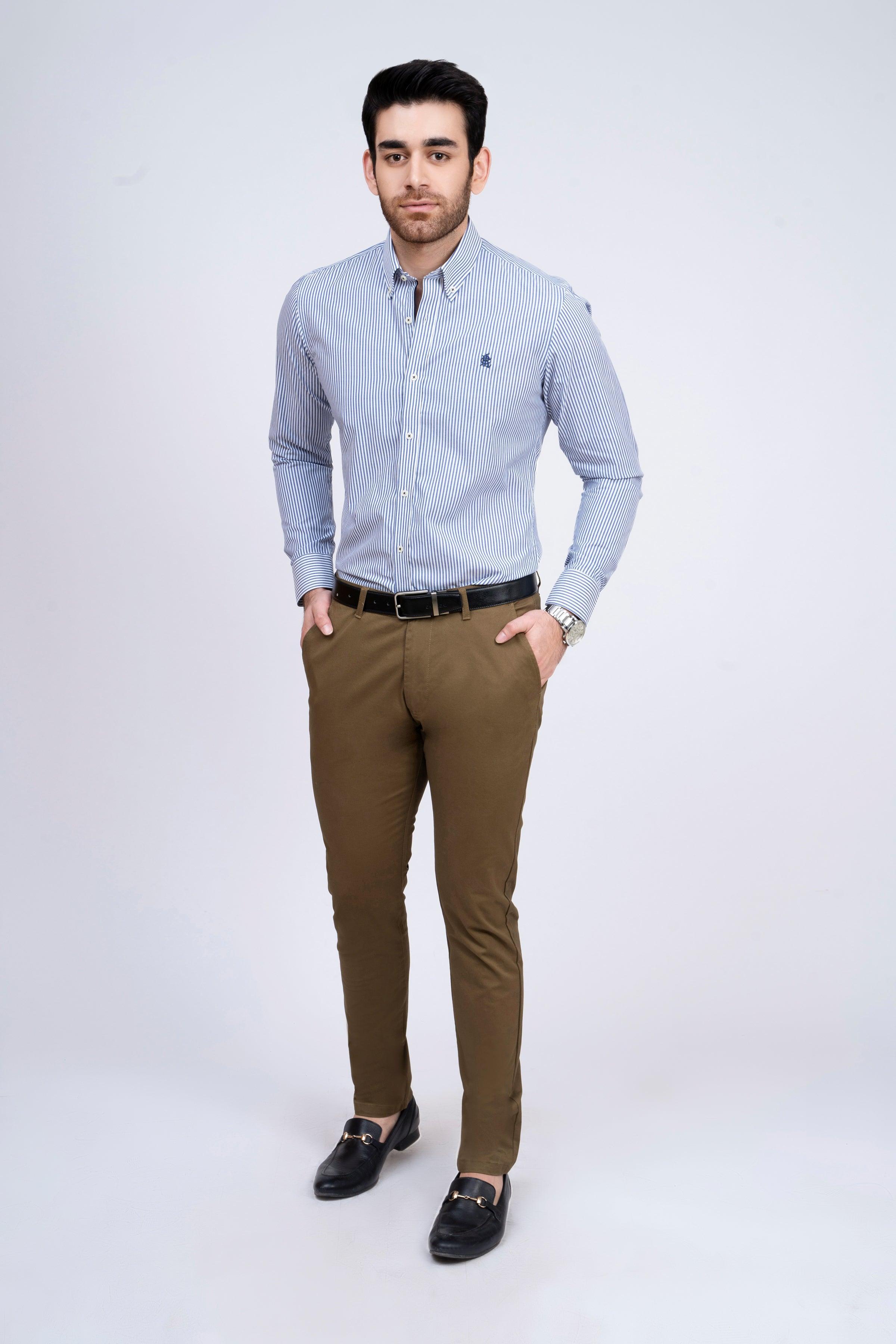 SEMI FORMAL SHIRT WHITE BLUE LINE at Charcoal Clothing