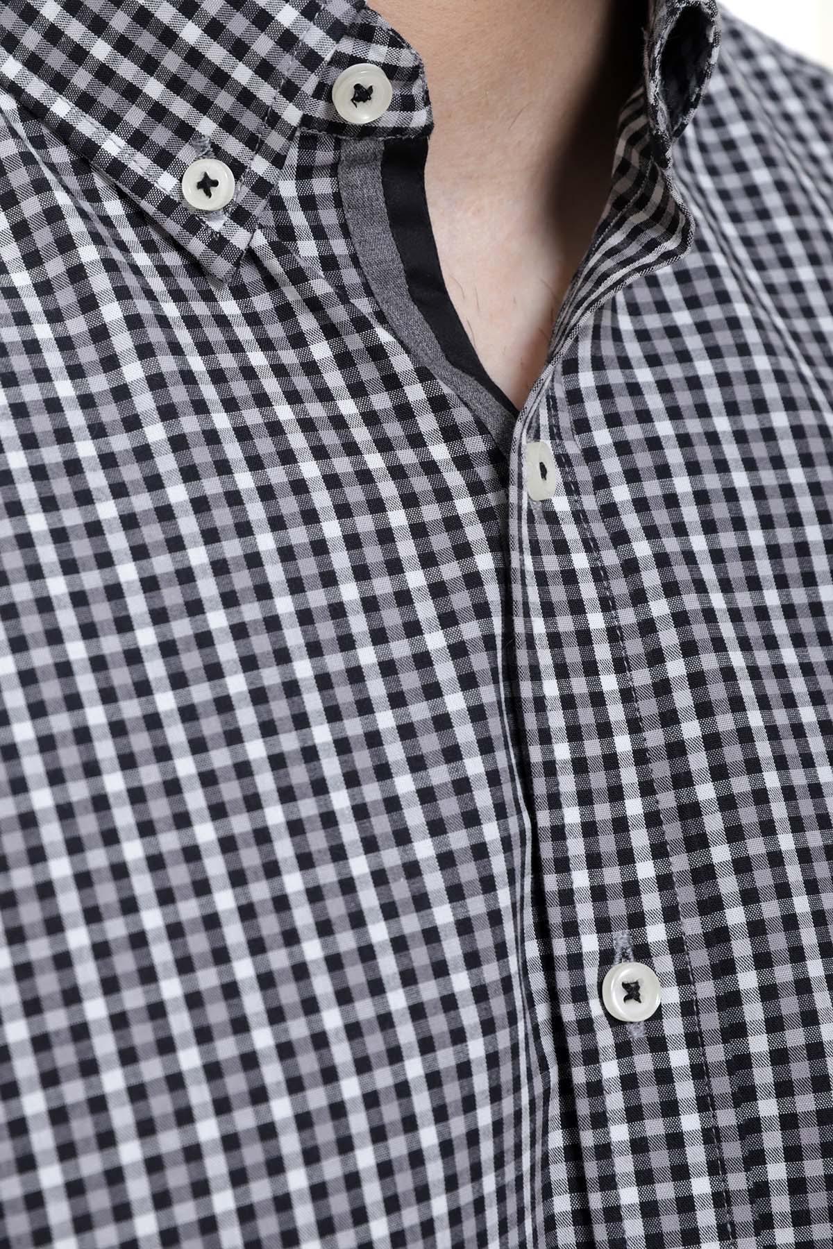 SEMI FORMAL SHIRTS BUTTON DOWN FULL SLEEVE BLACK GREY at Charcoal Clothing