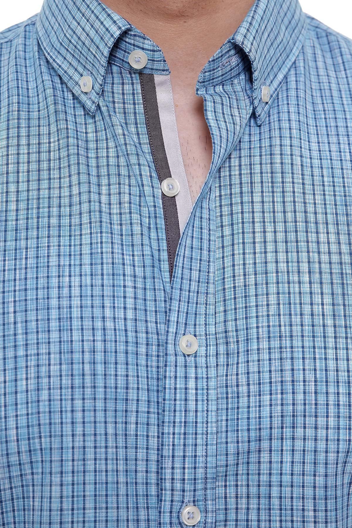 SEMI FORMAL SHIRTS BUTTON DOWN FULL SLEEVE  FEROZI CHECK at Charcoal Clothing