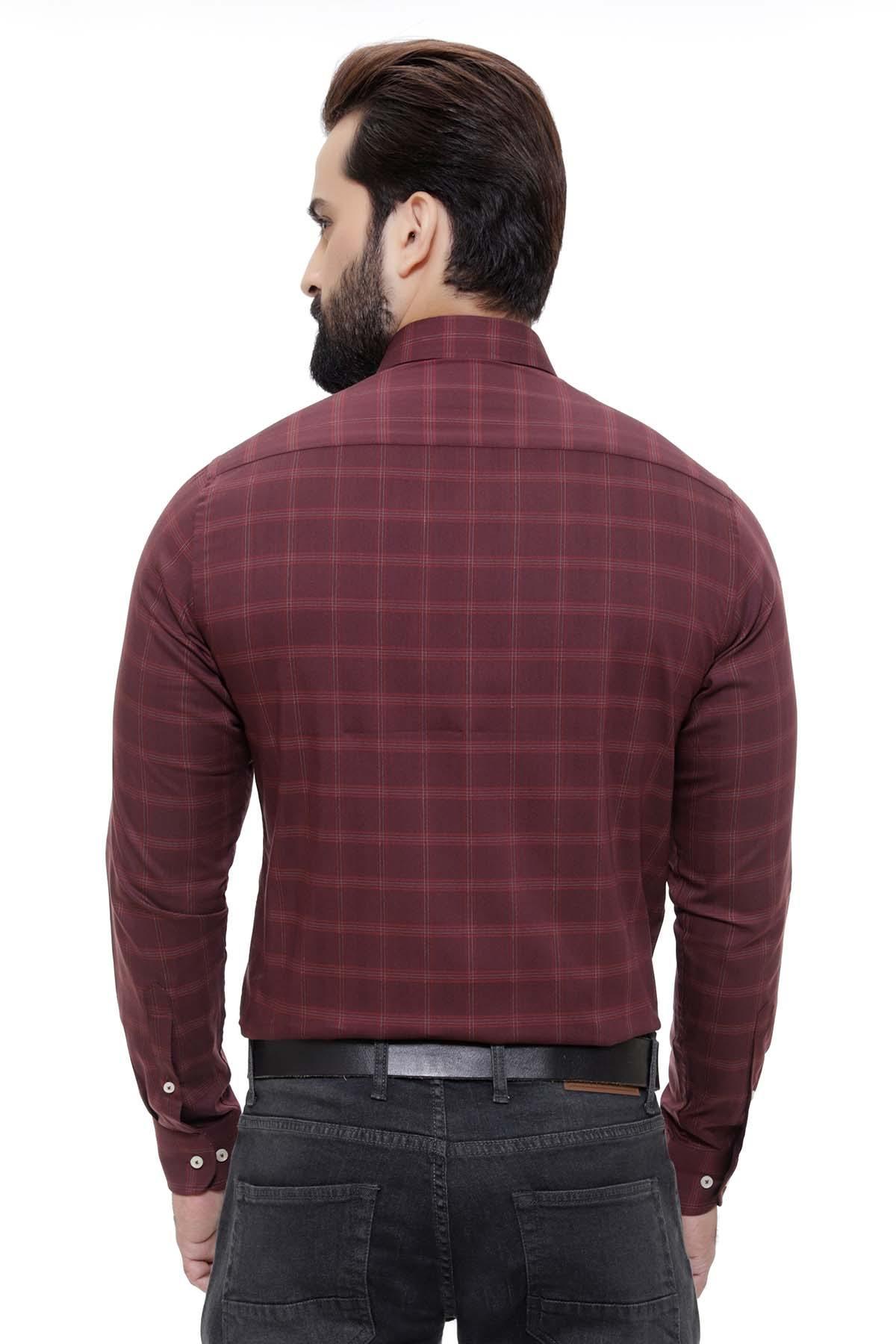 SEMI FORMAL SHIRTS BUTTON DOWN FULL SLEEVE MAROON at Charcoal Clothing