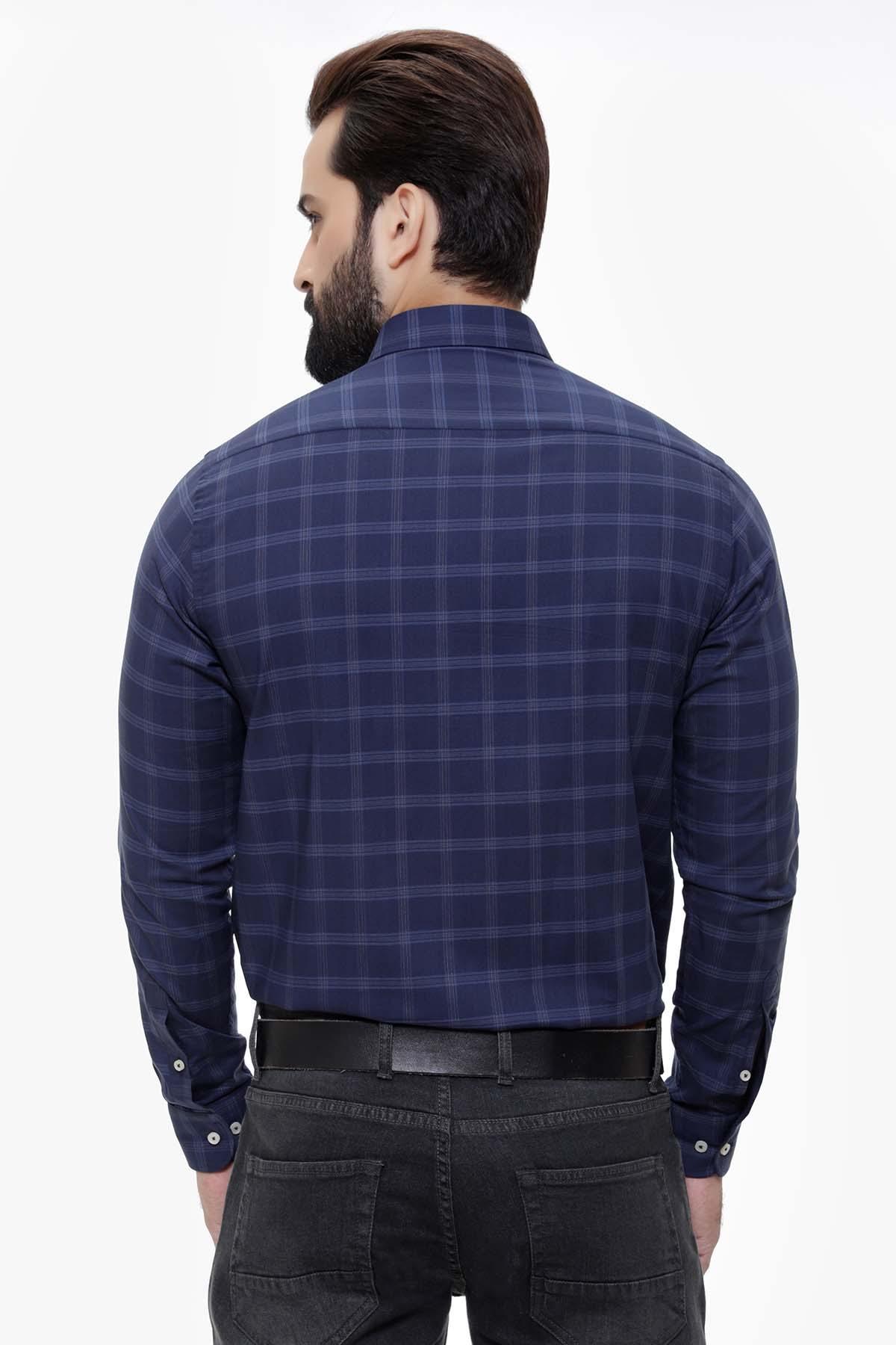 SEMI FORMAL SHIRTS BUTTON DOWN FULL SLEEVE NAVY at Charcoal Clothing