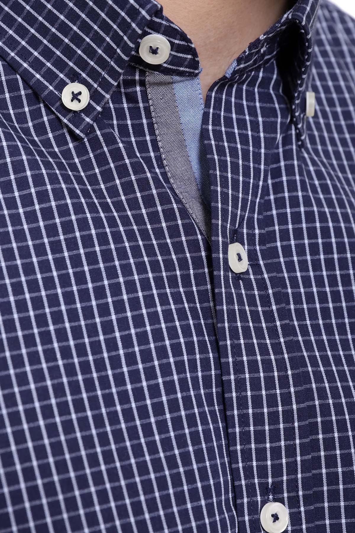 SEMI FORMAL SHIRTS BUTTON DOWN FULL SLEEVE NAVY at Charcoal Clothing