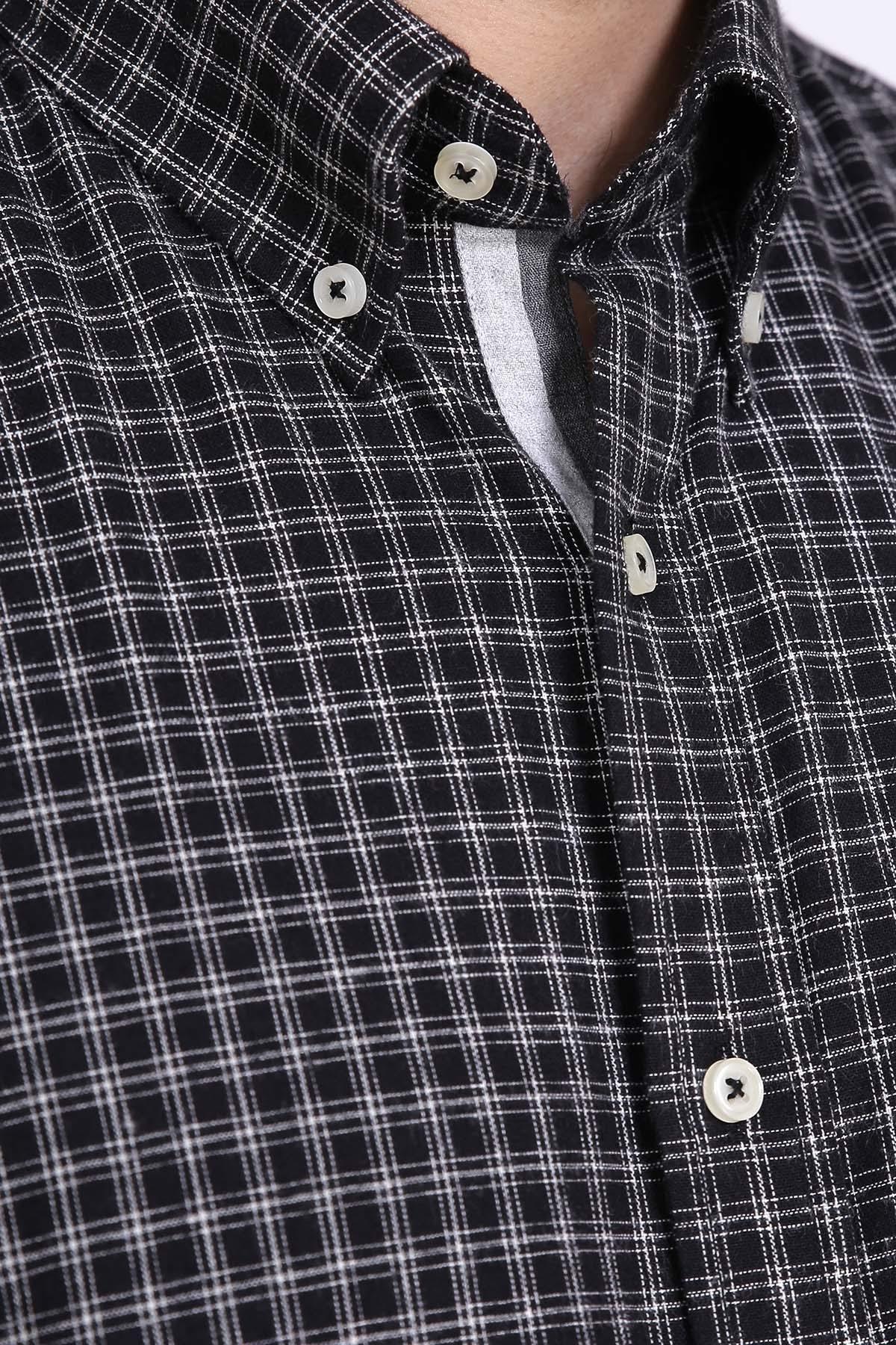 SEMI FORMAL SHIRTS BUTTON DOWN WINTER FULL SLEEVE BLACK at Charcoal Clothing